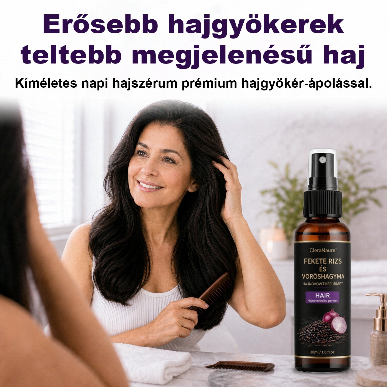 💎CleraNaure® Fekete rizs és vöröshagyma hajnövekedést támogató spray