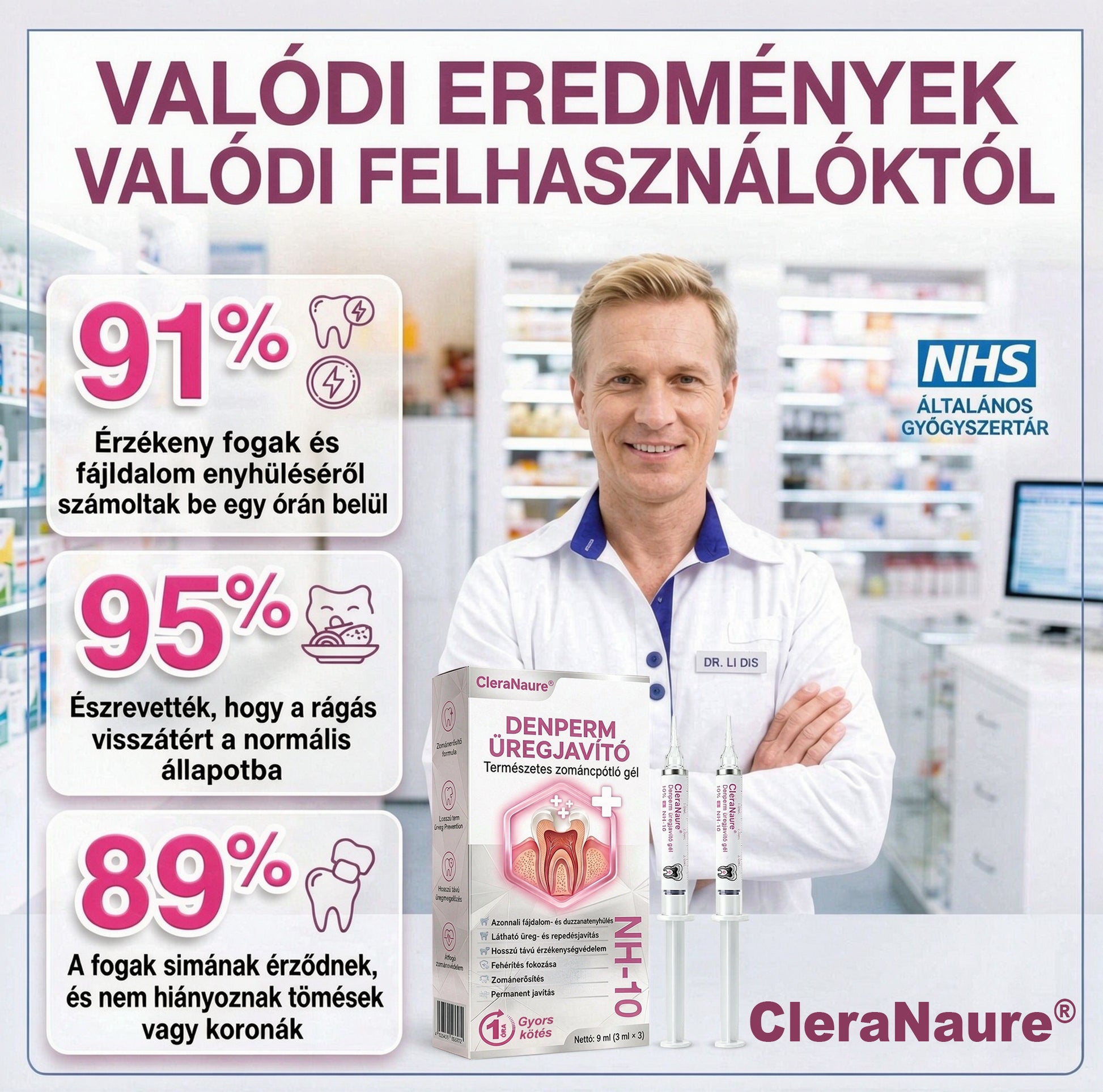 🛡️CleraNaure® DenPerm Üregjavító Természetes Zománctömő Gél