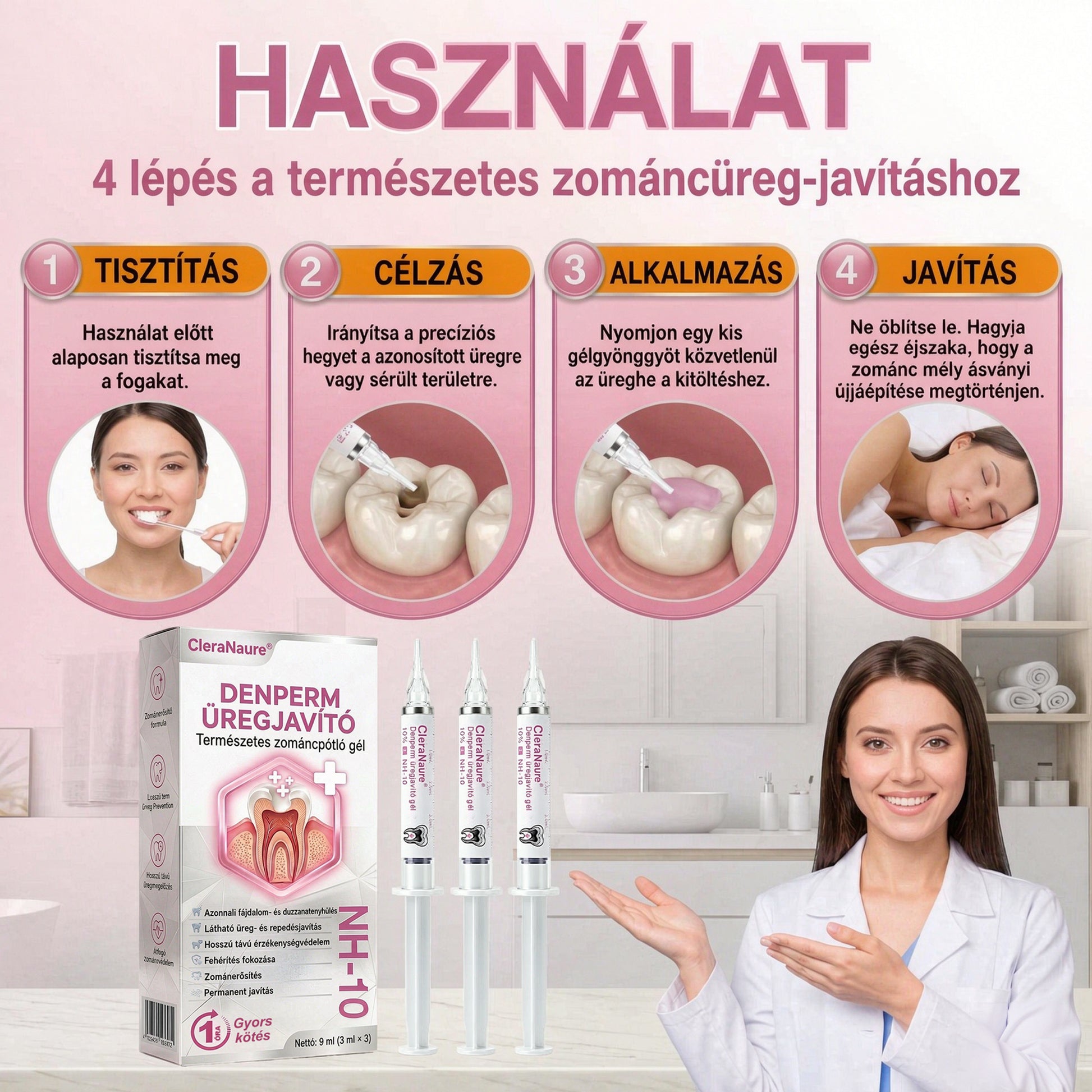 🛡️CleraNaure® DenPerm Üregjavító Természetes Zománctömő Gél