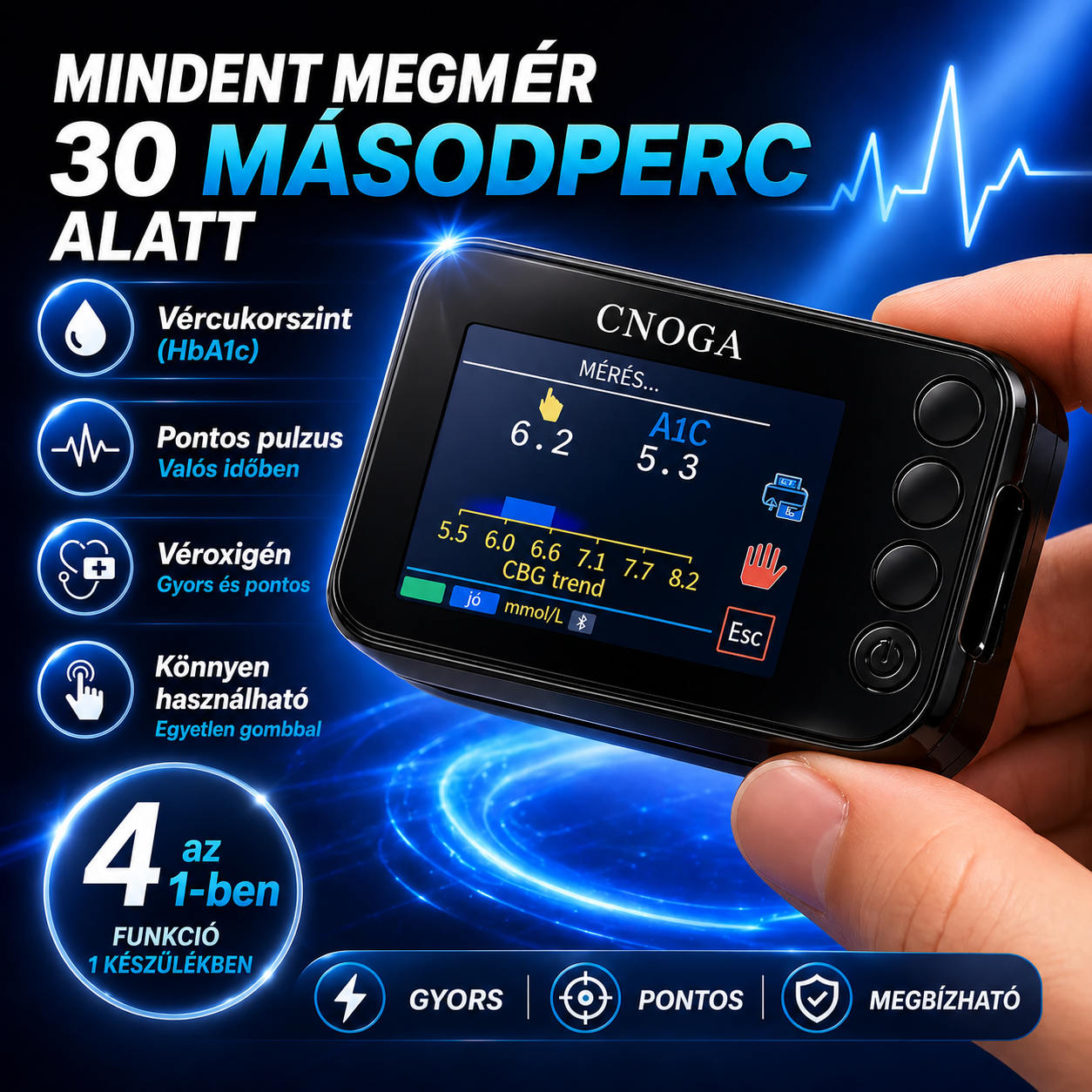 HealthScan™ Intelligens Ujjra Csiptethető Egészségfigyelő – Azonnali Mérés + INGYENES SZÁLLÍTÁS