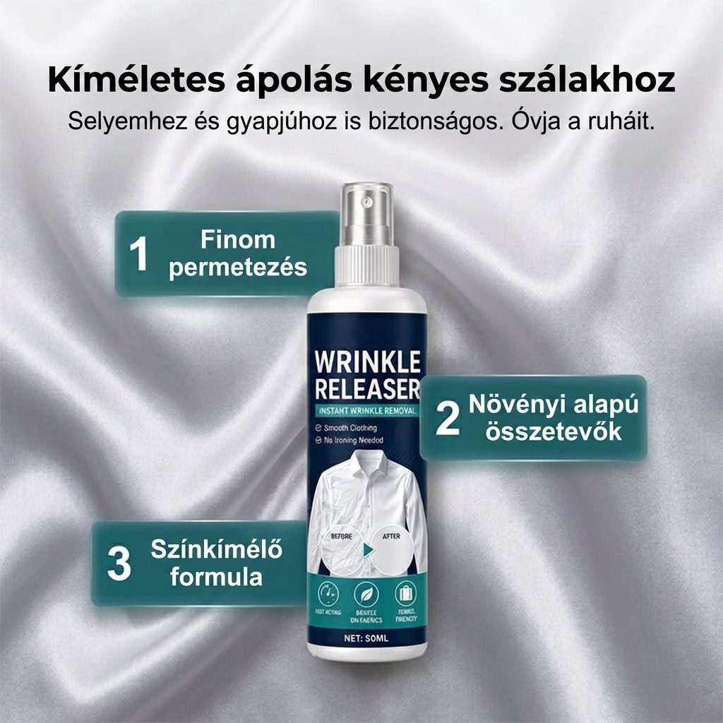 👔✨ Azonnali ránctalanítás – vasalás nélkül, utazáshoz kész, tapadásmentes és friss.