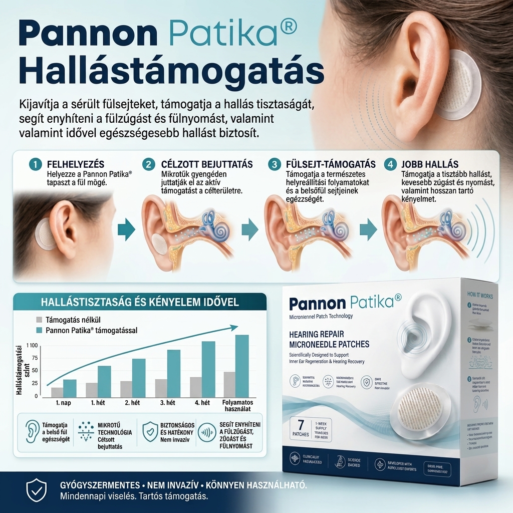 Pannon Patika® HALLÁSHELYREÁLLÍTÓ MIKROTŰ TAPASZOK ✅ Célzott támogatás hallásvesztés, fülzúgás (tinnitus), fülgyulladások, egyensúlyzavarok és a korral járó hallásromlás esetén.