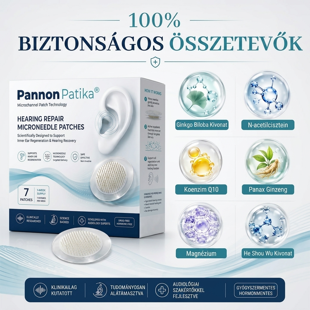 Pannon Patika® HALLÁSHELYREÁLLÍTÓ MIKROTŰ TAPASZOK ✅ Célzott támogatás hallásvesztés, fülzúgás (tinnitus), fülgyulladások, egyensúlyzavarok és a korral járó hallásromlás esetén.