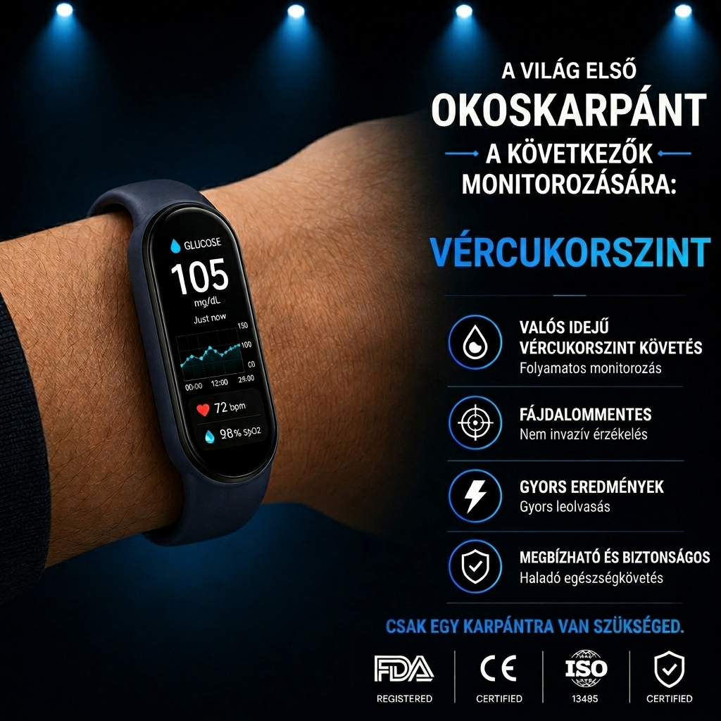 ⚡UTOLSÓ ÓRA – KORLÁTOZOTT IDŐS AJÁNLAT 🏆 2026 Pannon Patika™ M9 – nem invazív okos karkötő 📈 12 féle egészségügyi jelentés – tűszúrás nélkül