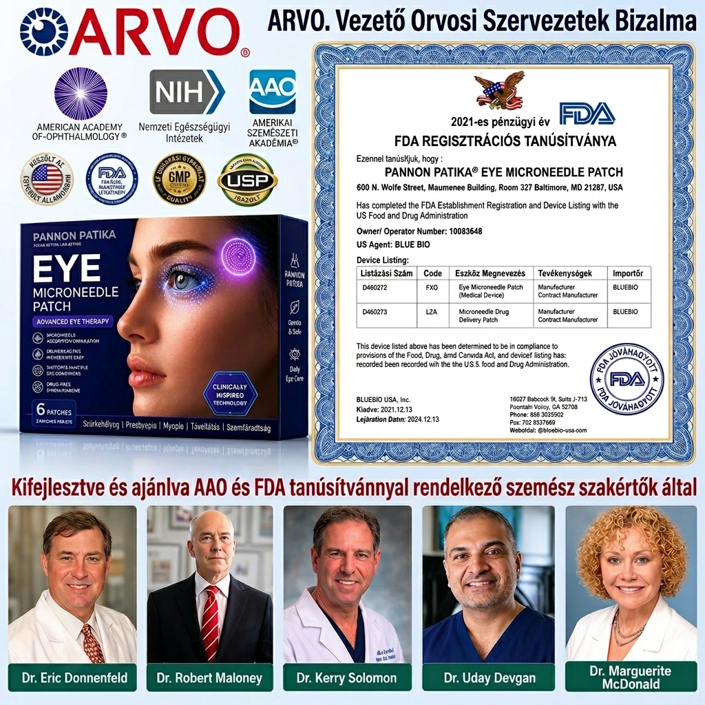 Pannon Patika™ Transzdermális Látásjavító Szem Mikrotüske Tapasz ✅ FDA által jóváhagyva (Alkalmas presbiópiára, száraz szem szindrómára, glaukómára és szürkehályogra)