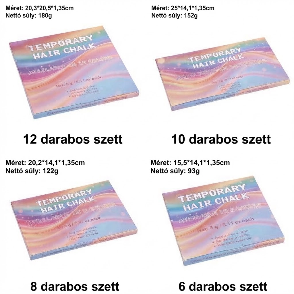 ⏳Utolsó napos akció🔥Ideiglenes hajszínező kréta – 12 lemosható szín🌈 | Nem igényel szőkítést, nem fest tartósan, biztonságos összetevők | Magyar családok körében elismert ✅
