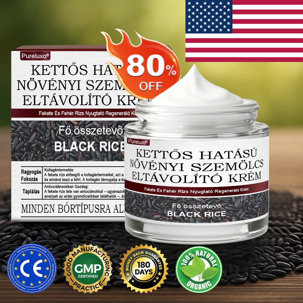 💥 Pureluxo® Fekete Rizses Bőrregeneráló Krém 👨‍⚕️ (Szemölcsök, bőrkinövések, foltok és hiperpigmentáció kezelésére)