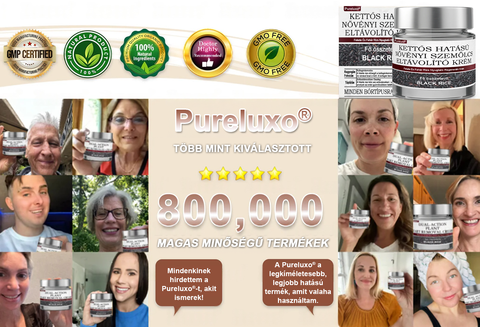 💥 Pureluxo® Fekete Rizses Bőrregeneráló Krém 👨‍⚕️ (Szemölcsök, bőrkinövések, foltok és hiperpigmentáció kezelésére)