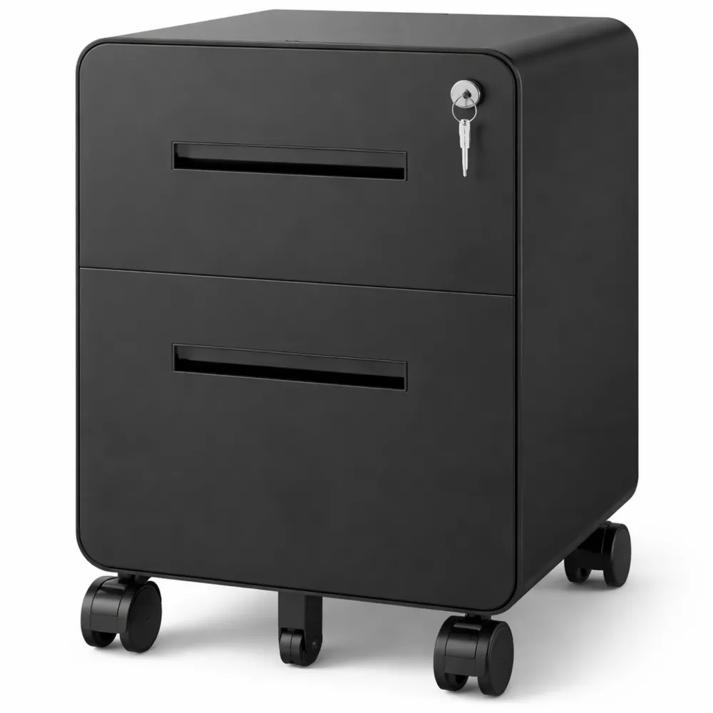 Rollcontainer mit Schublade und Hängeregister, schwarz, für Bürobedarf