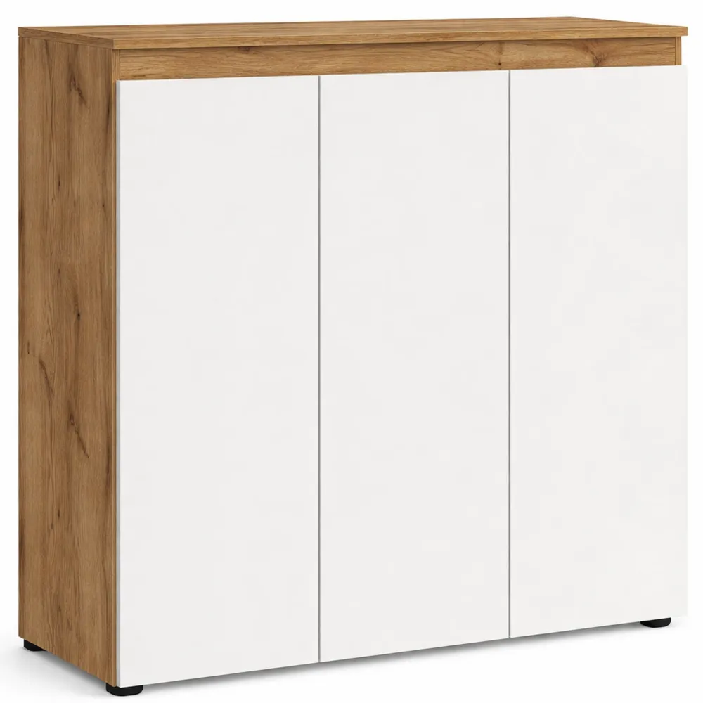 Sideboard mit Türen in Weiß und Eichenoptik, 105x111x37 cm
