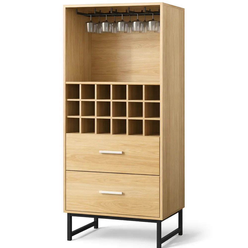 Elegantes Sideboard mit Schubladen, Weinlagerung und Gläserhalter