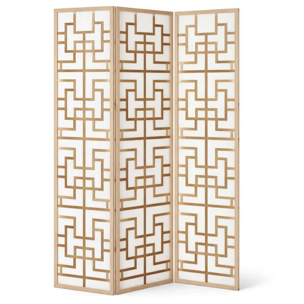 3-teiliger Paravent aus Holz, freistehend, für Innenräume