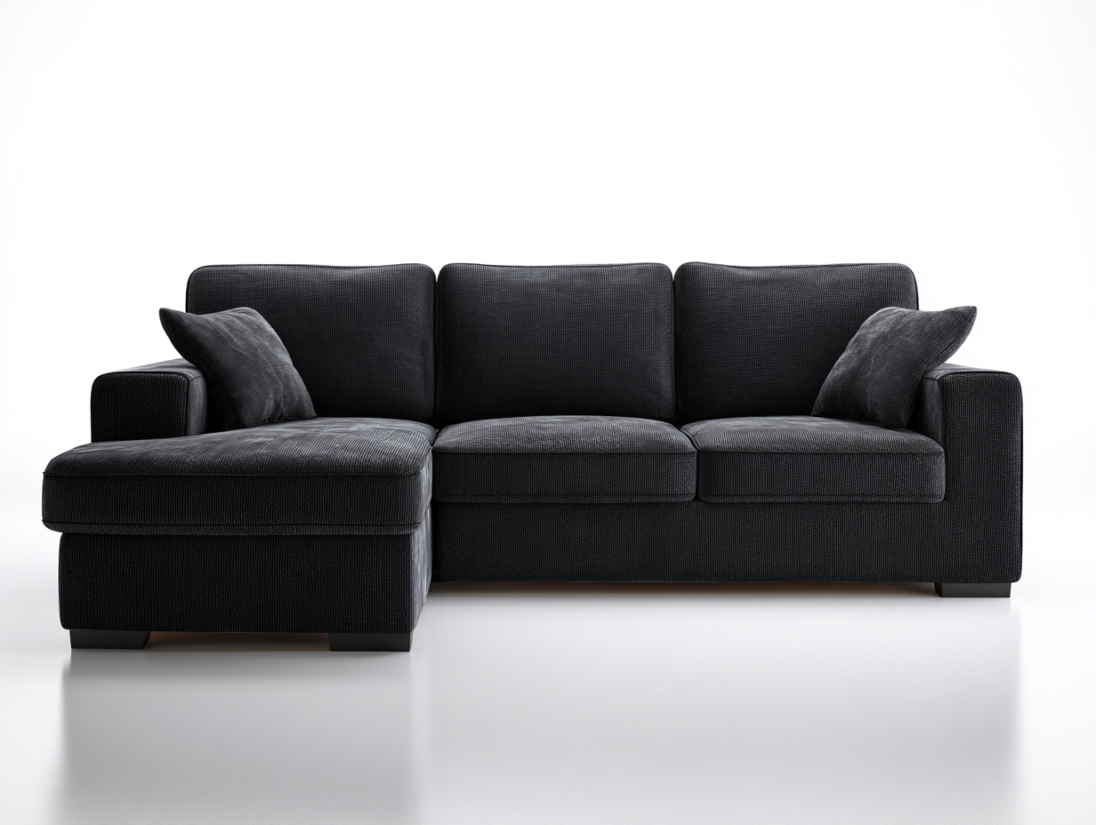 Sofás rinconeros tapizado tela 255x160x88 cm - negro - diseño moderno con chaise longue-Nookgetlab