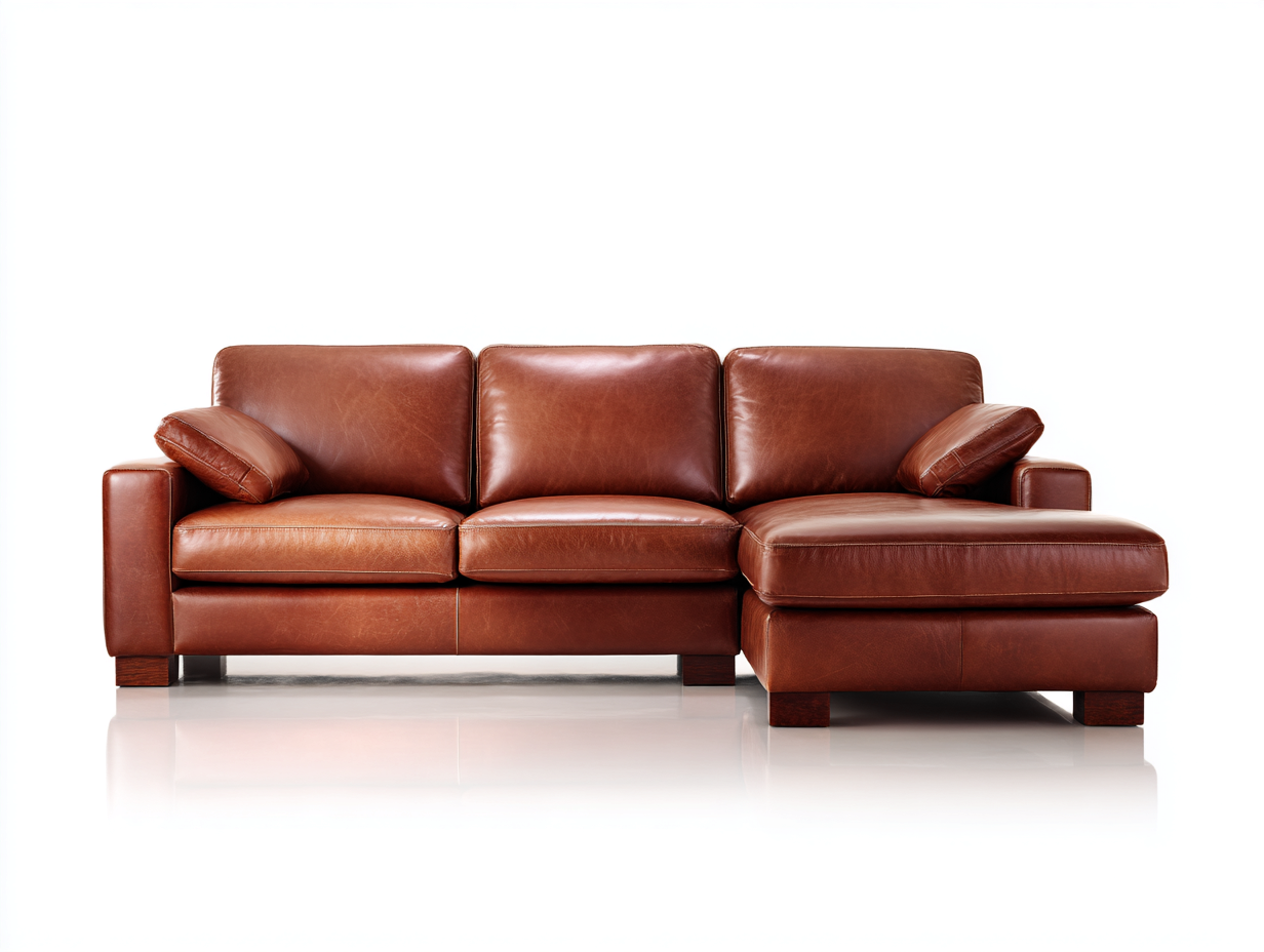 Sofás rinconeros tapizado de cuero sintético 235x155x85 cm - marrón - diseño moderno para sala de estar-Nookgetlab