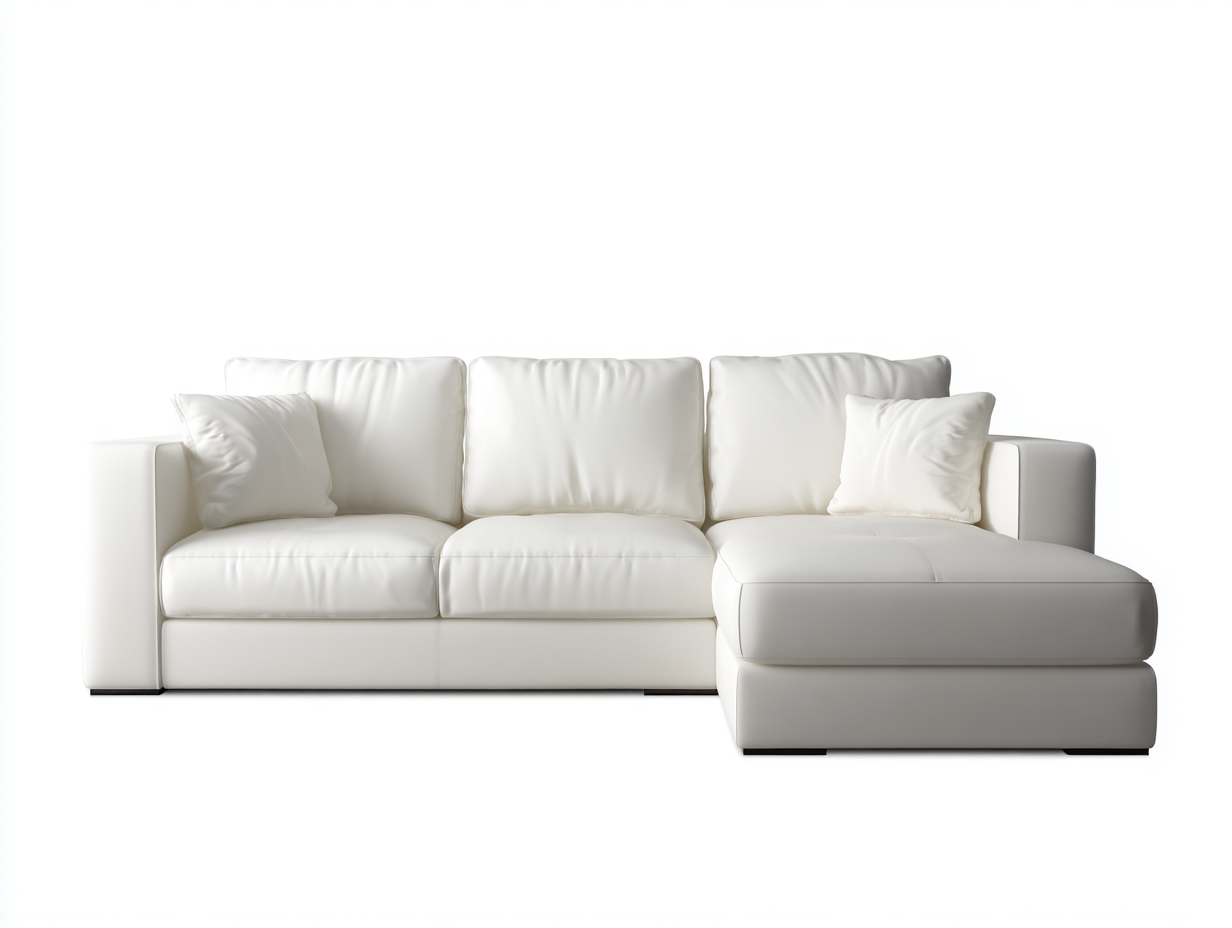 Sofás rinconeros tapizado piel sintética 255x165x85 cm blanco patas bajas - diseño moderno para salón-Nookgetlab