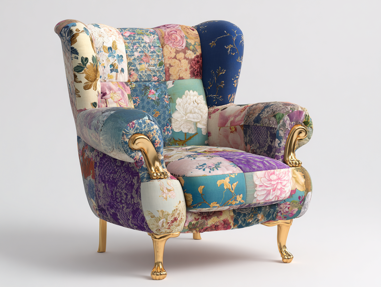 Sillones tapizado de tela estampada 85x80x100 cm - multicolor - estilo clásico decorativo-Nookgetlab