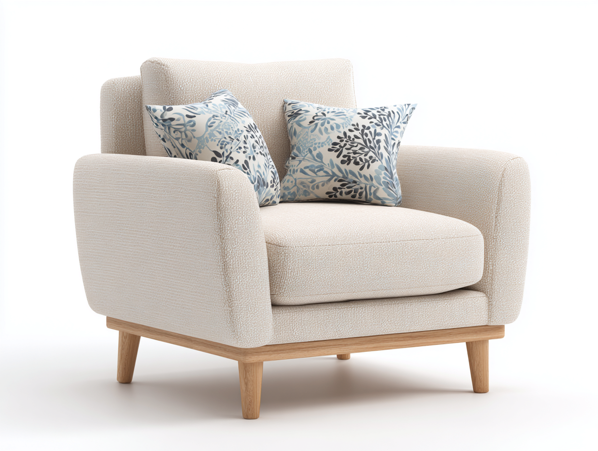 Sillones tapizado de tela 95x85x80 cm - beige - diseño moderno para sala de estar-Nookgetlab