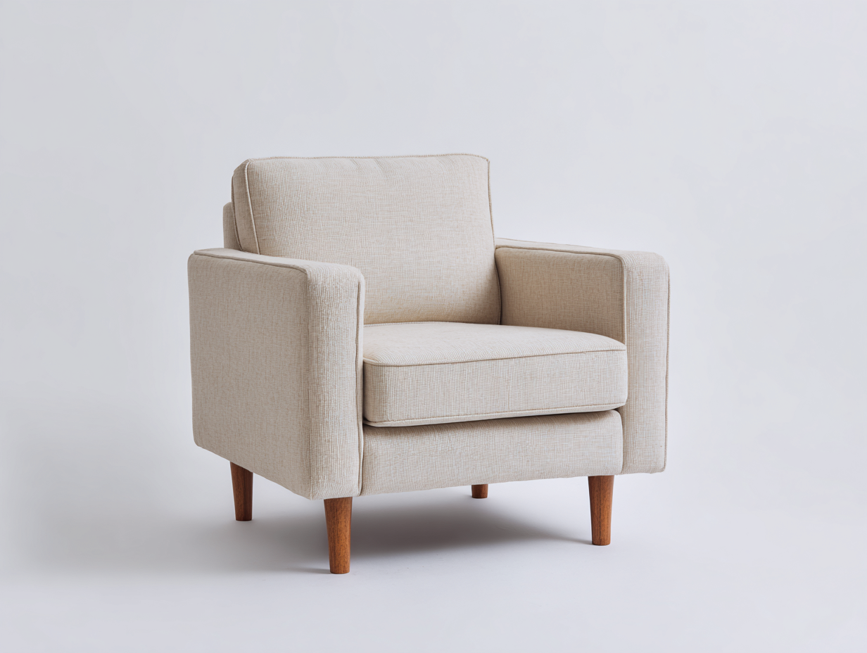 Sillones tapizado tela 82x80x85 cm beige patas madera - diseño moderno para salón-Nookgetlab