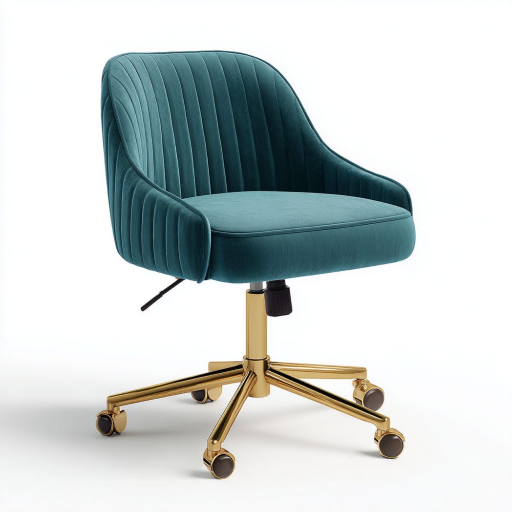 Obrotowe krzesło biurowe z tkaniny i metalu na kółkach morskie-Sara Furniture