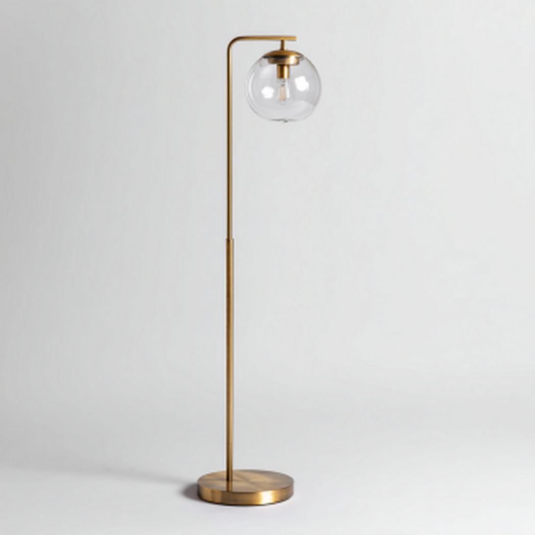 Lampa Podłogowa Mosiężna ze Szklanym Kloszem Kula-Sara Furniture