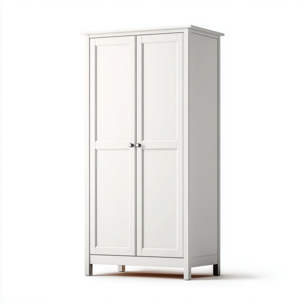 Szafa dwudrzwiowa z litego drewna sosnowego, biała szafa wolnostojąca-Sara Furniture