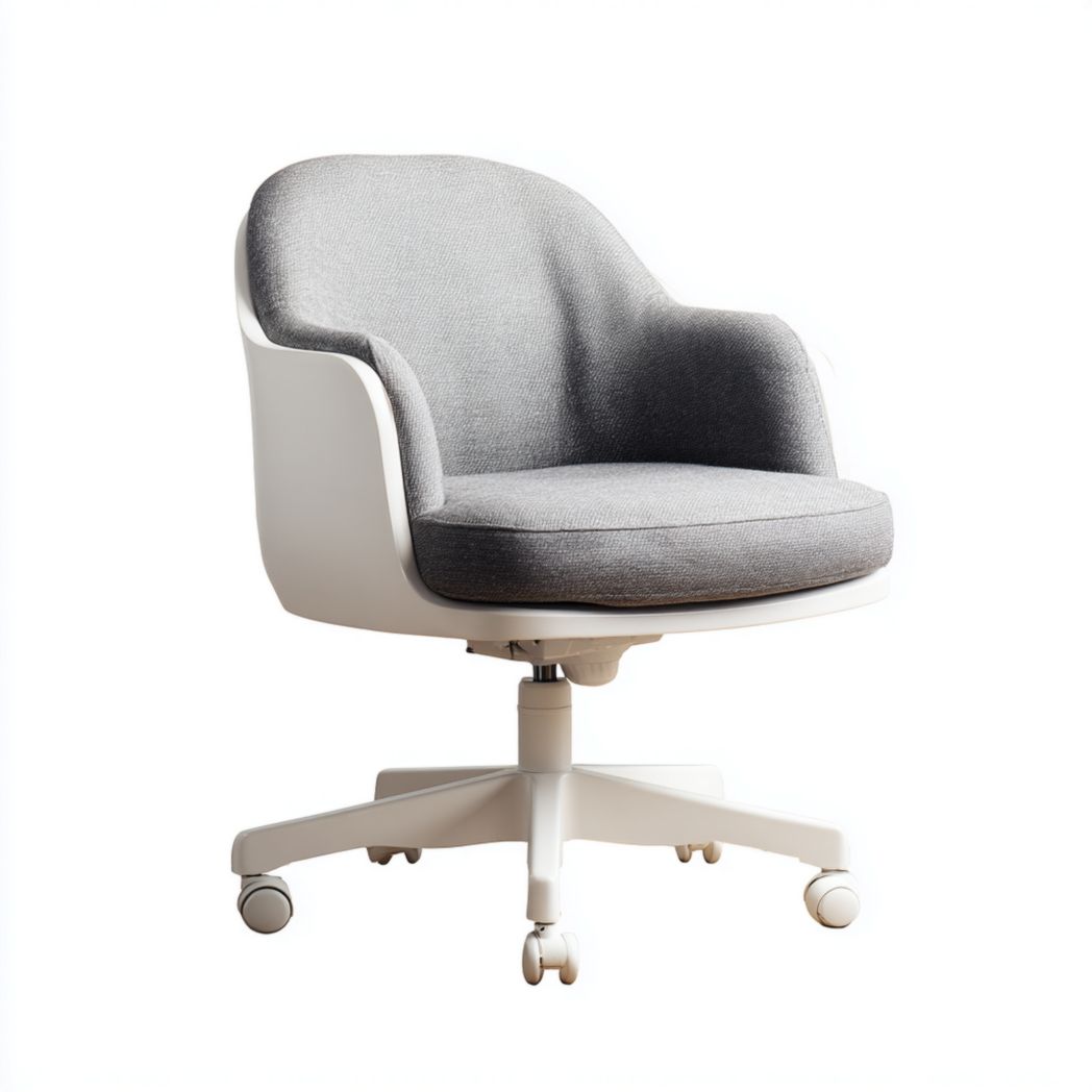 Białe krzesło biurowe obrotowe z szarym tapicerowaniem i regulacją wysokości-Sara Furniture