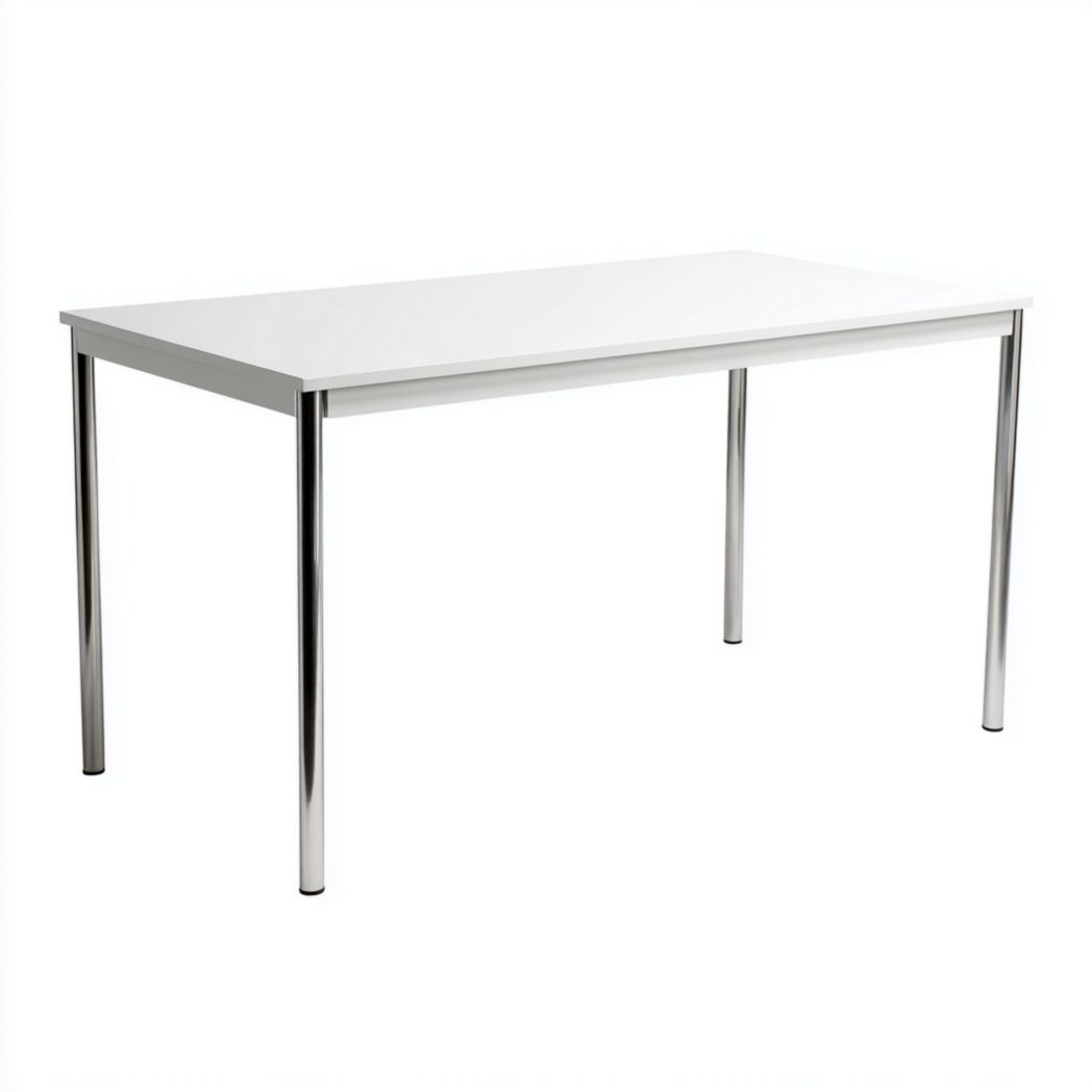 Stół prostokątny biały, nogi ze stali chromowanej-Tampa Furniture