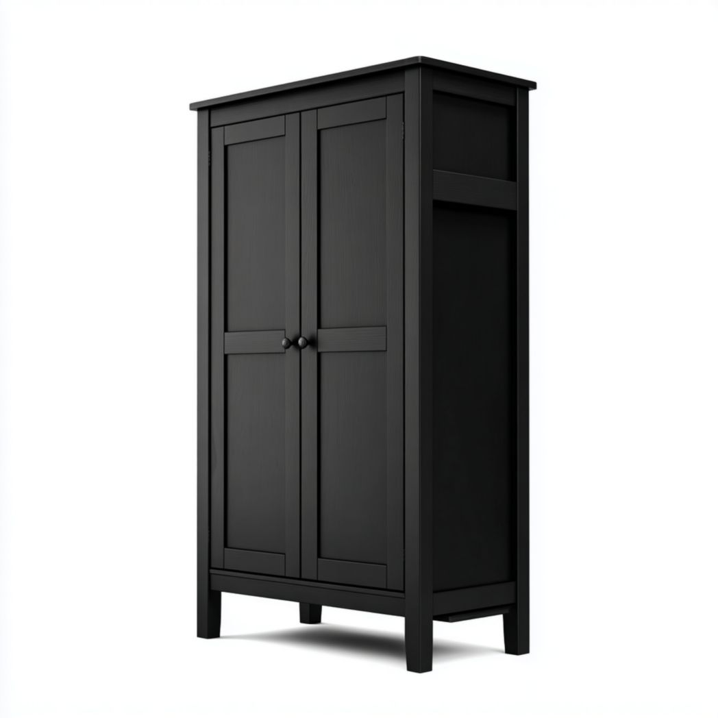 Czarna szafka stojąca z dwiema drzwiami i uchwytami z płyty wiórowej-Tampa Furniture