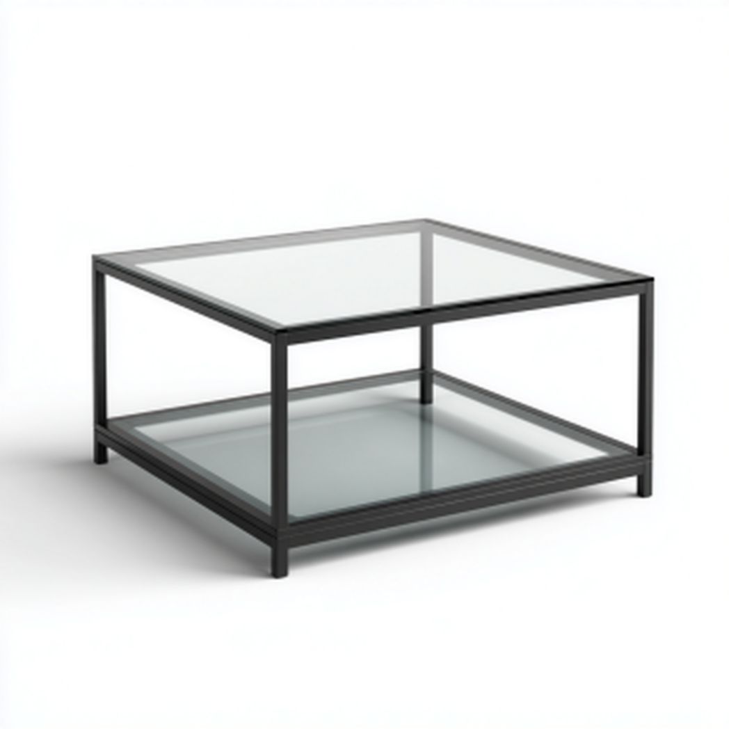 Kwadratowy stolik kawowy z dwoma szklanymi blatami i stalową ramą-Tampa Furniture