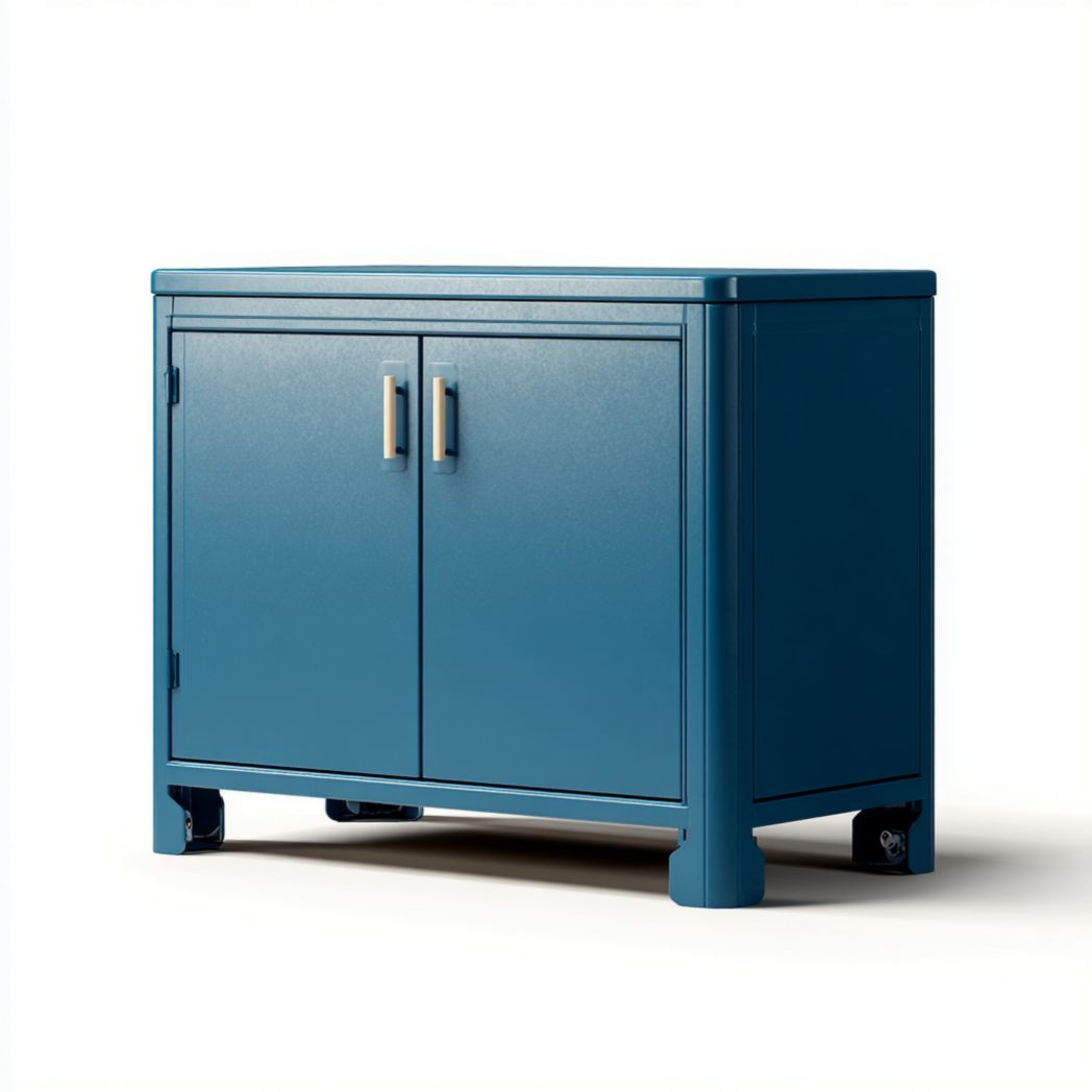 Niebieska metalowa szafka dwudrzwiowa komoda ze stali malowanej proszkowo 80 cm-Connell Furniture