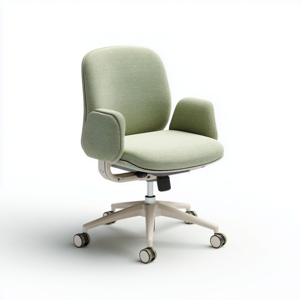 Beżowe krzesło biurowe obrotowe z zielonym tapicerowaniem i regulacją wysokości-Connell Furniture