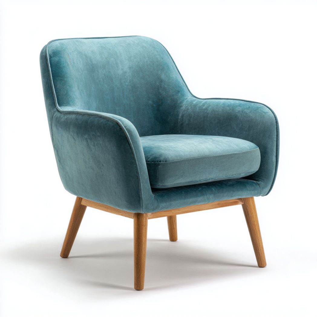 Fotel tapicerowany tkaniną poliestrową z drewnianymi nogami dębowymi-Connell Furniture