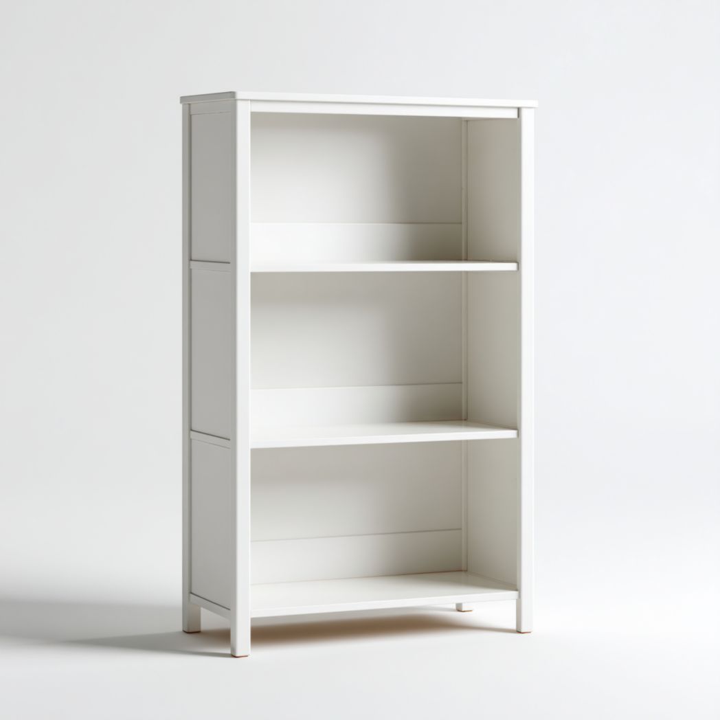 Regał na książki z 3 półkami biały, płyta wiórowa laminowana-Pontual Furniture