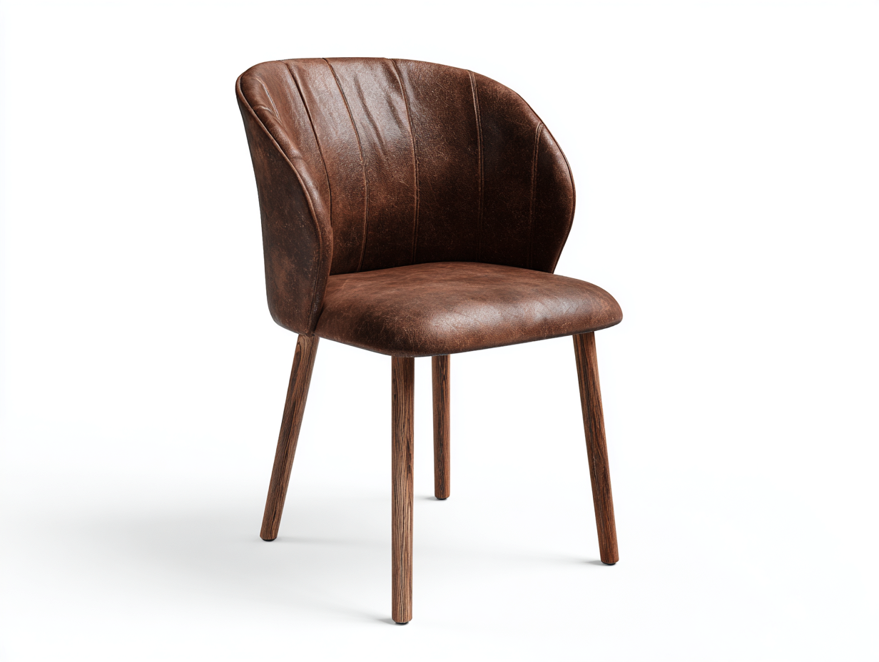 Esszimmerstuhl Kunstleder Braun Holzbeine 54x58x82 cm Modernes Design Geeignet fuer Esszimmer-Cozymybay