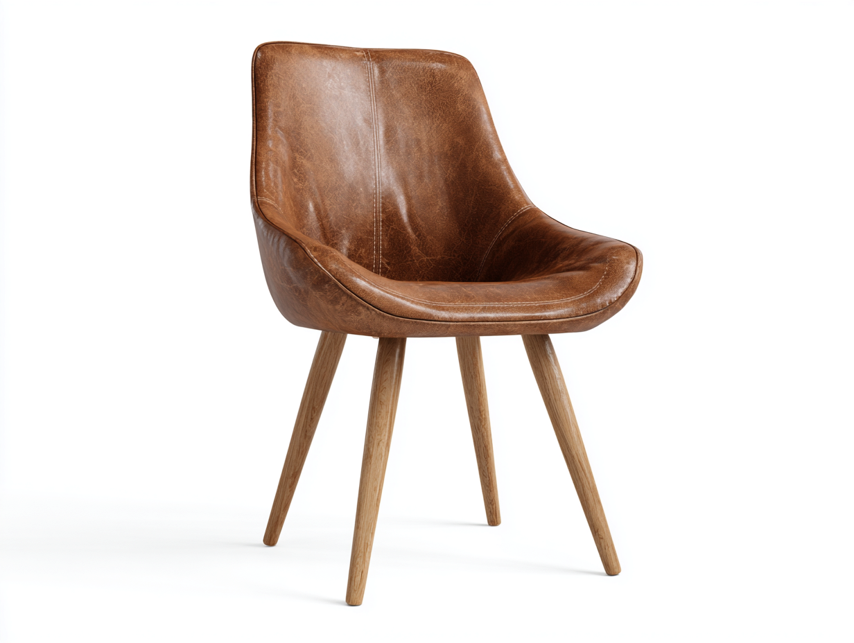 Esszimmerstuhl Kunstleder Holzbeine 55x50x84 cm - Braun - modernes Design geeignet für Esszimmer-Cozymybay