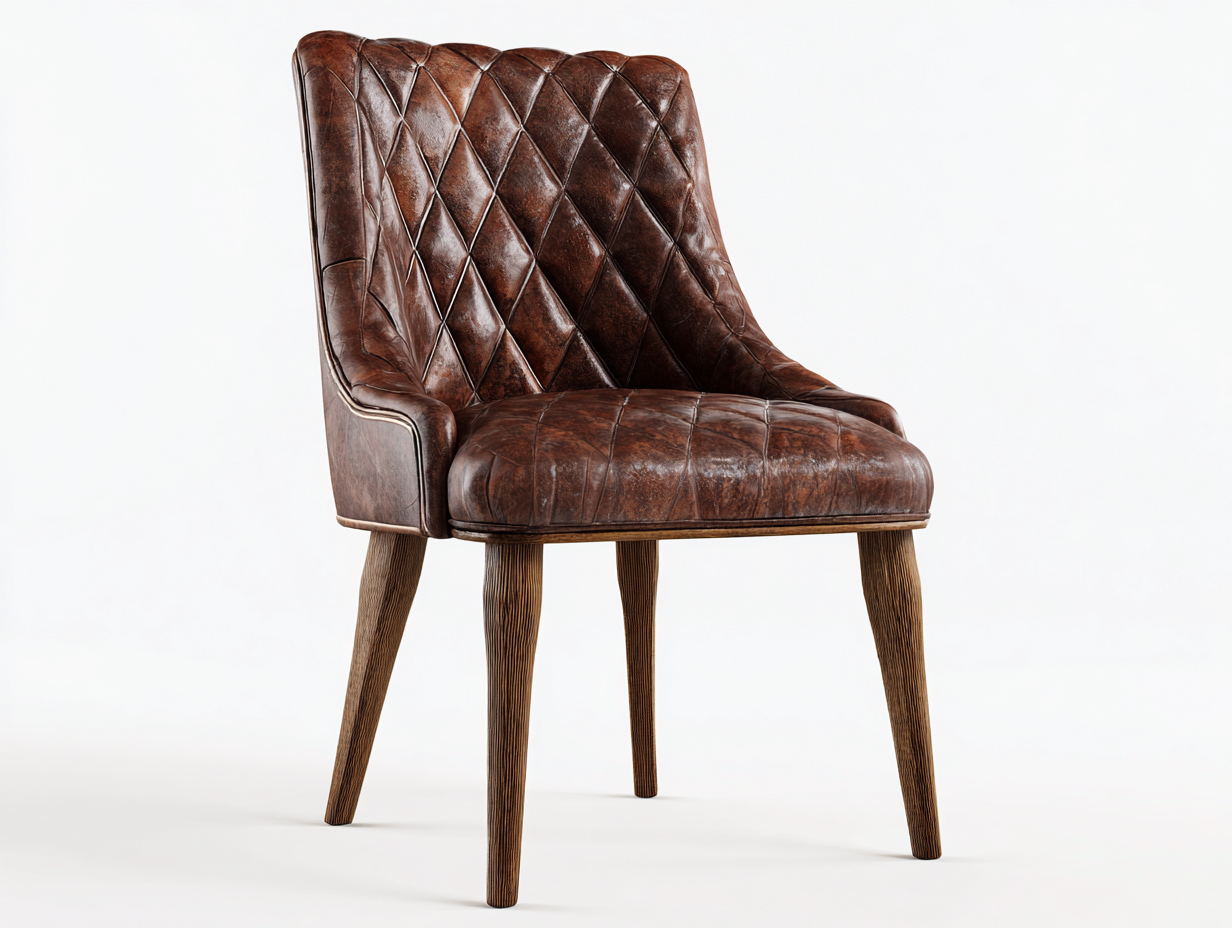 Esszimmerstuhl Kunstleder Braun Holzbeine 56x60x88 cm Vintage Design Geeignet fuer Esszimmer-Cozymybay