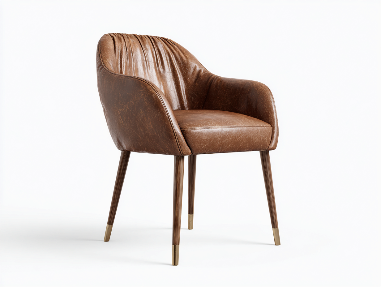 Esszimmerstuhl Kunstleder Holzbeine 56x52x83 cm - Braun - modernes Design geeignet für Esszimmer-Cozymybay