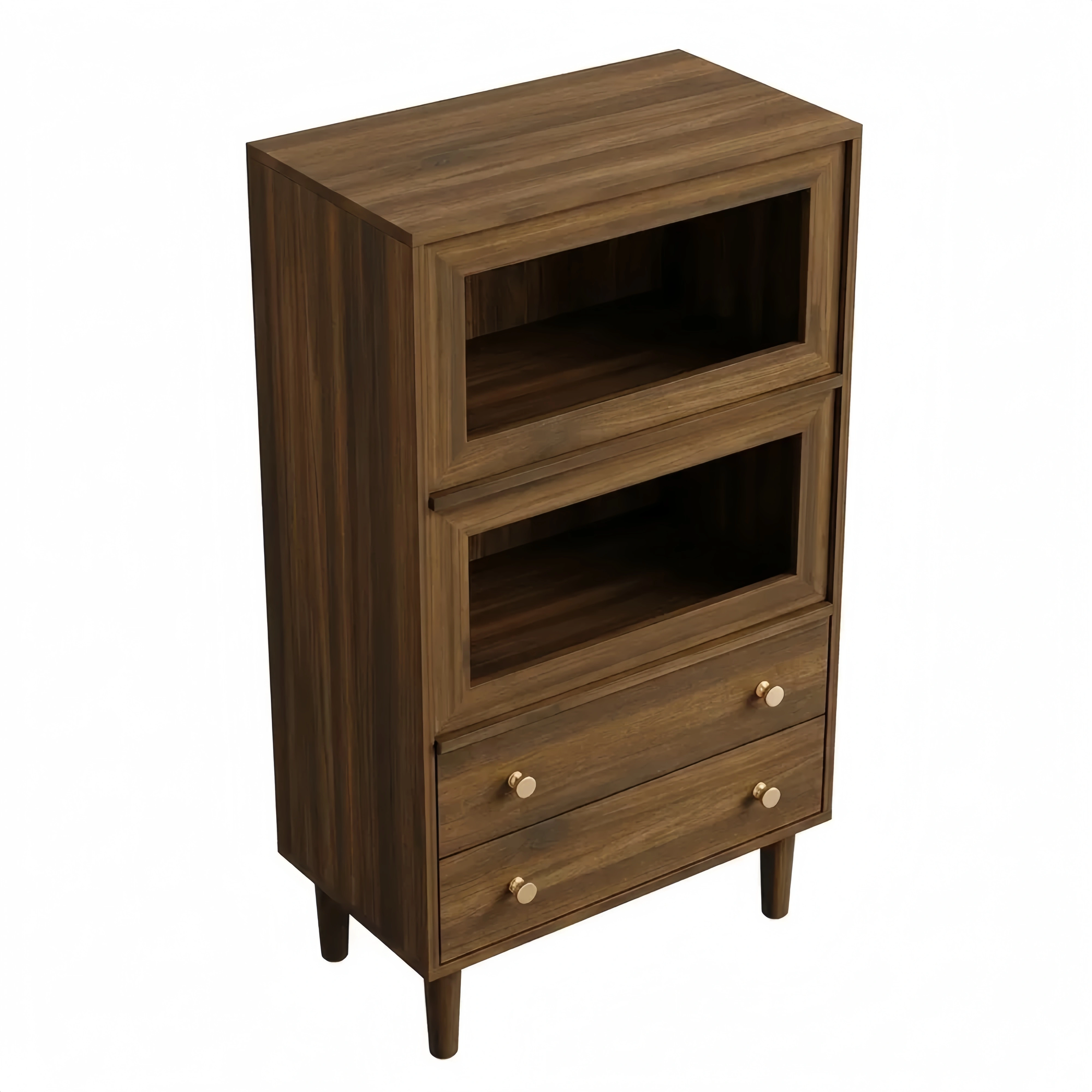 Modernes Sideboard mit Glasfronten und Schubladen