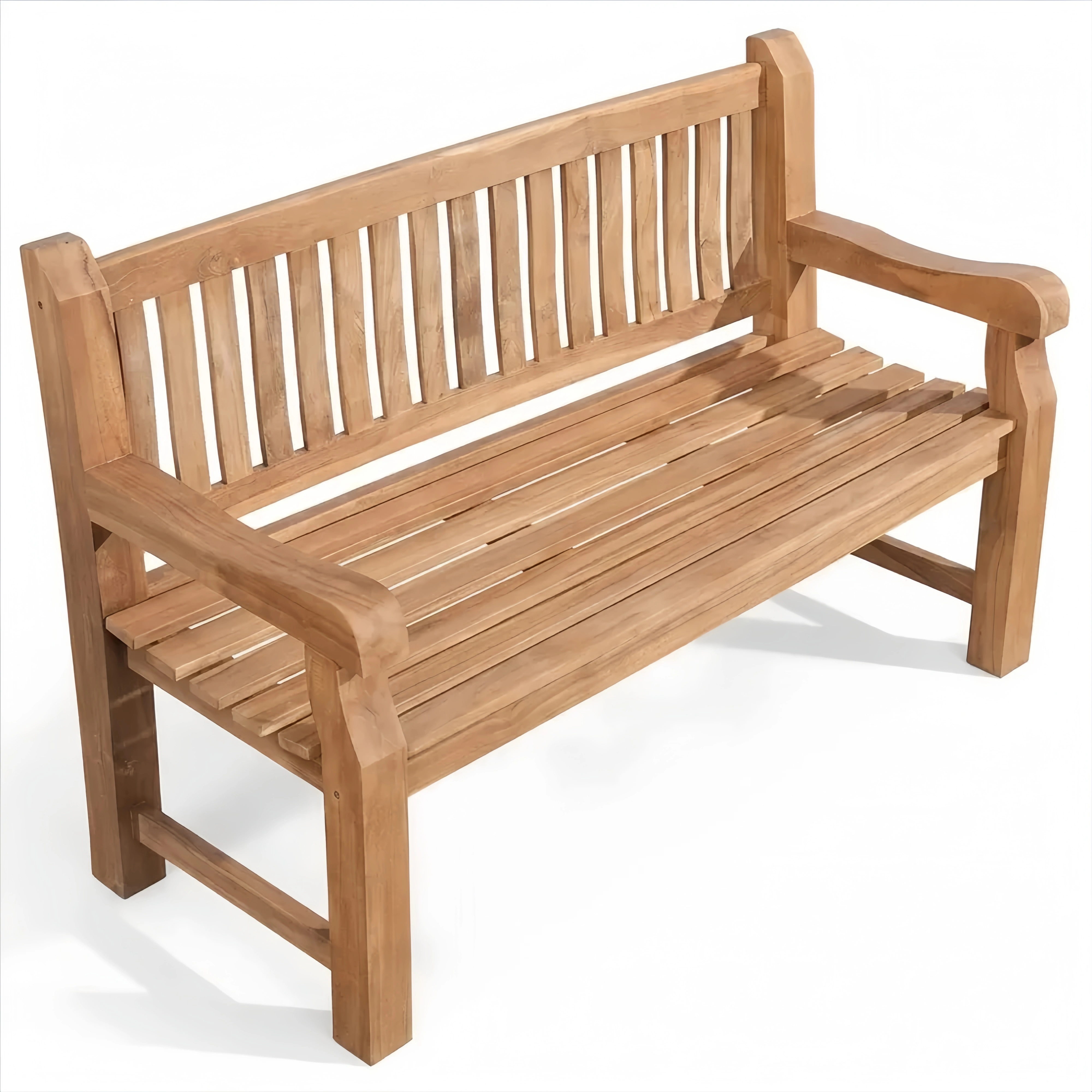 Wetterfeste Gartenbank mit Rückenlehne aus massivem Teakholz, 150 cm