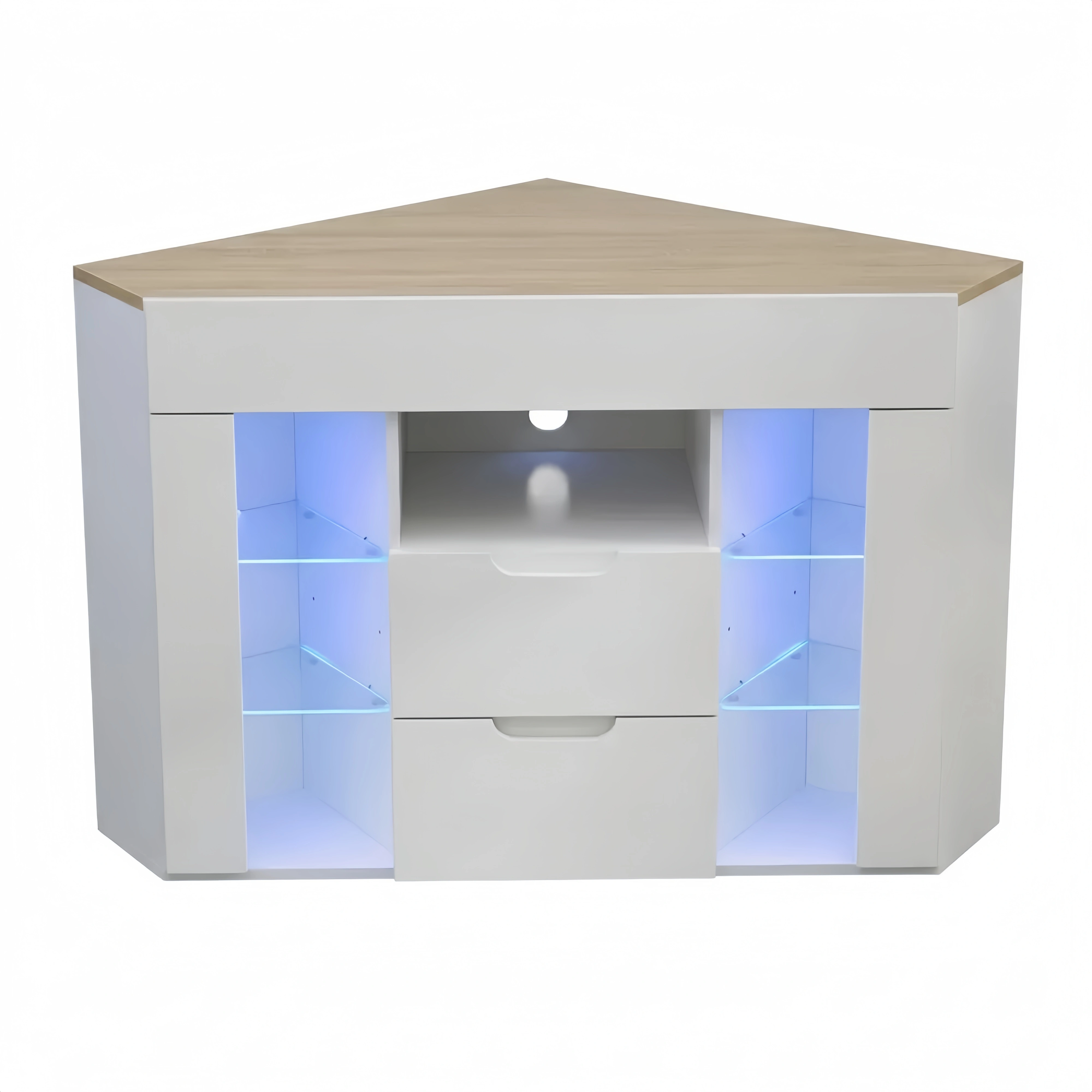 Eck-TV-Tisch mit LED-Beleuchtung, Hochglanz, 100x68x40 cm