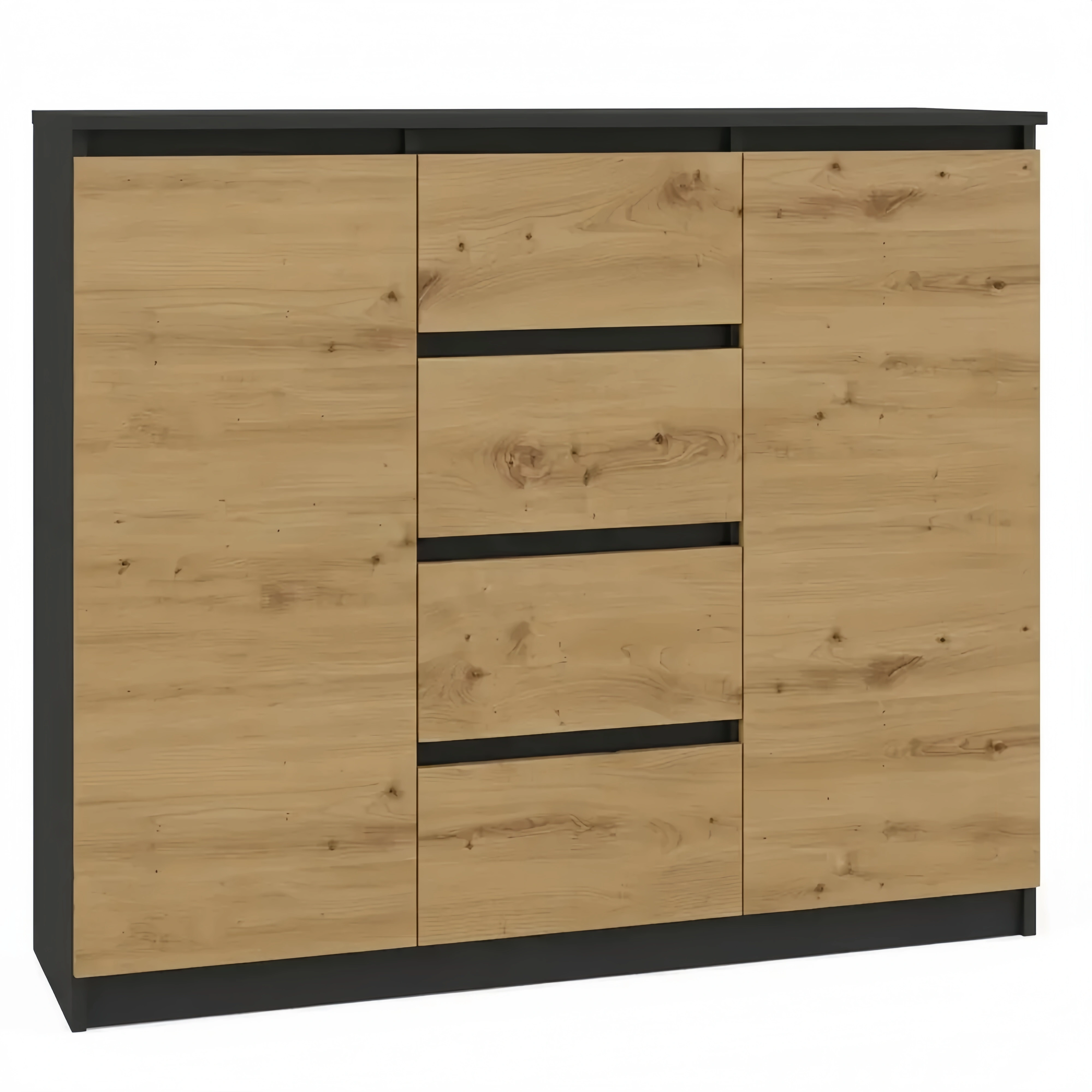 Elegante Kommode mit 2 Türen und 4 Schubladen, Anthrazit