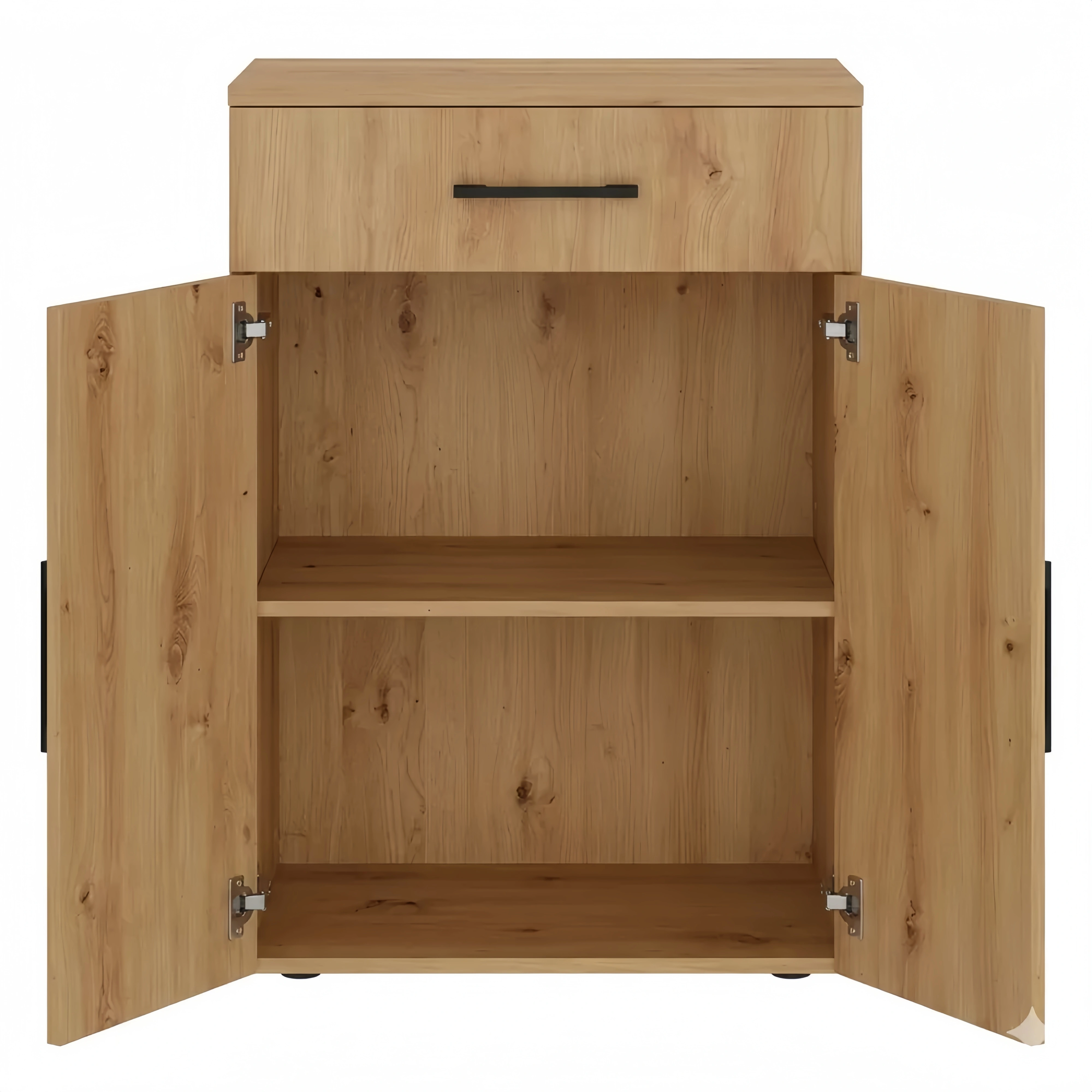 Vielseitiger Aufbewahrungsschrank in Eichenoptik mit Schublade und Fächern