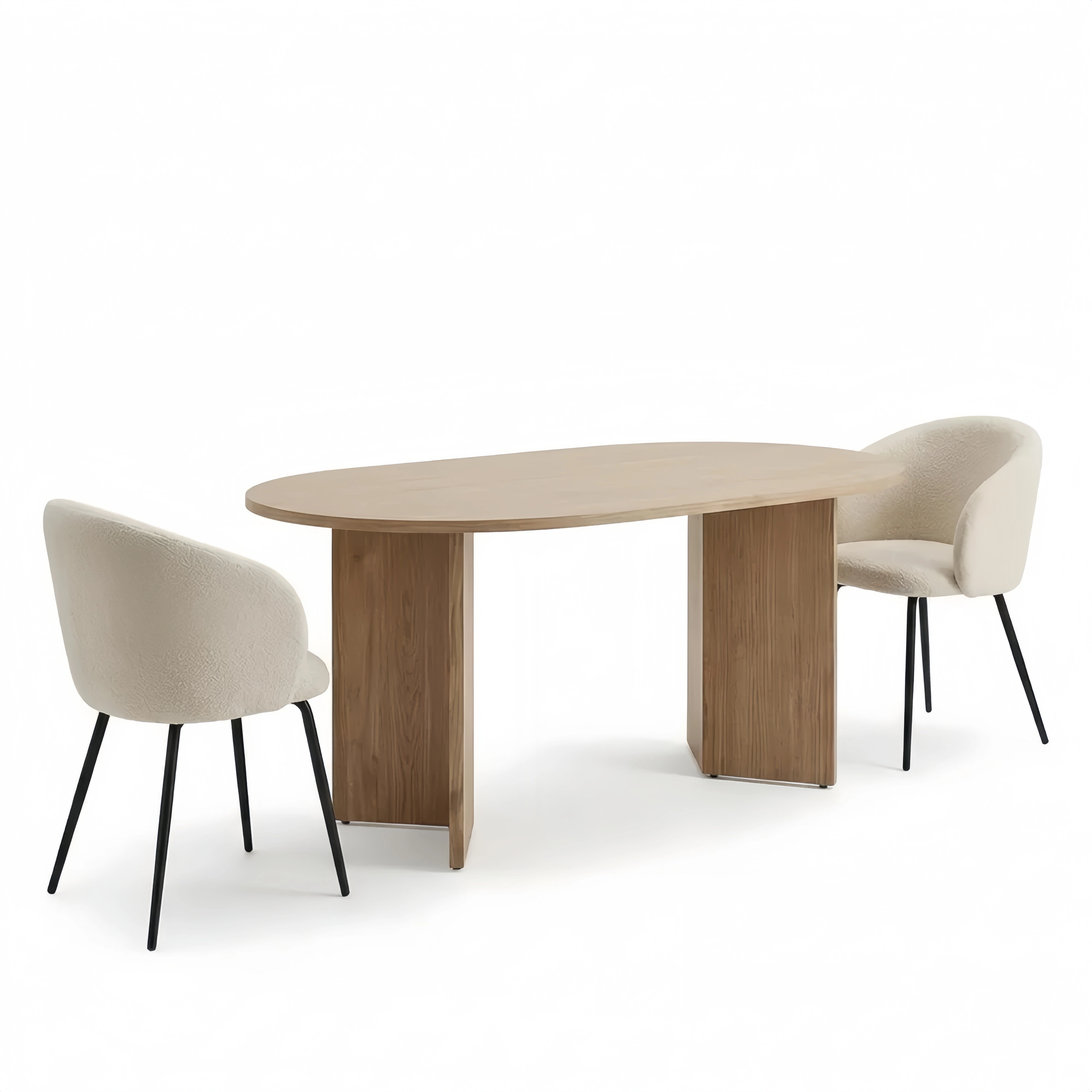 Bequeme Esszimmerstühle mit Armlehnen, Beige, 2er Set