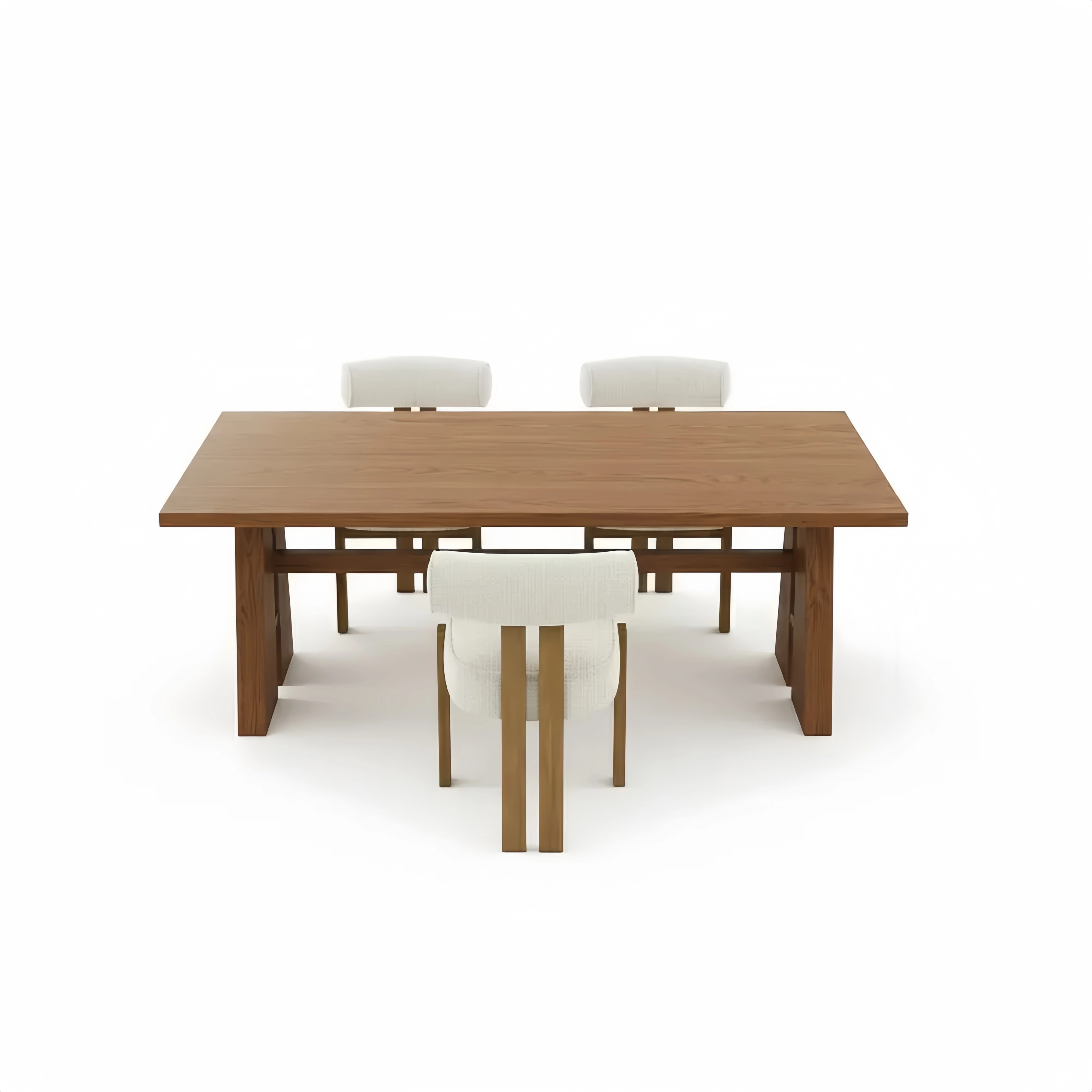 Set aus 4 gepolsterten Esszimmerstühlen mit Bouclé-Bezug