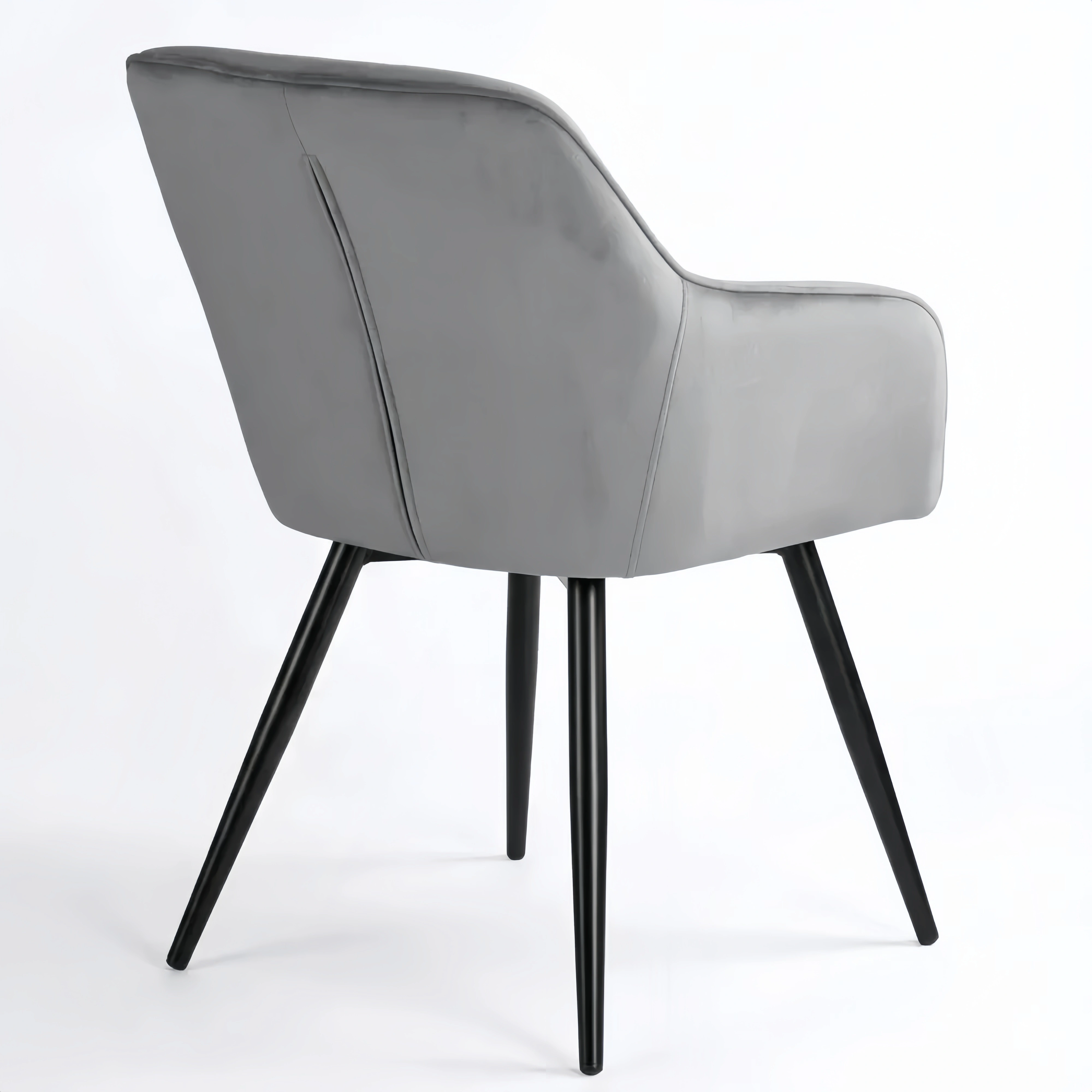 Eleganter Samtstuhl mit Armlehnen und Metallbeinen