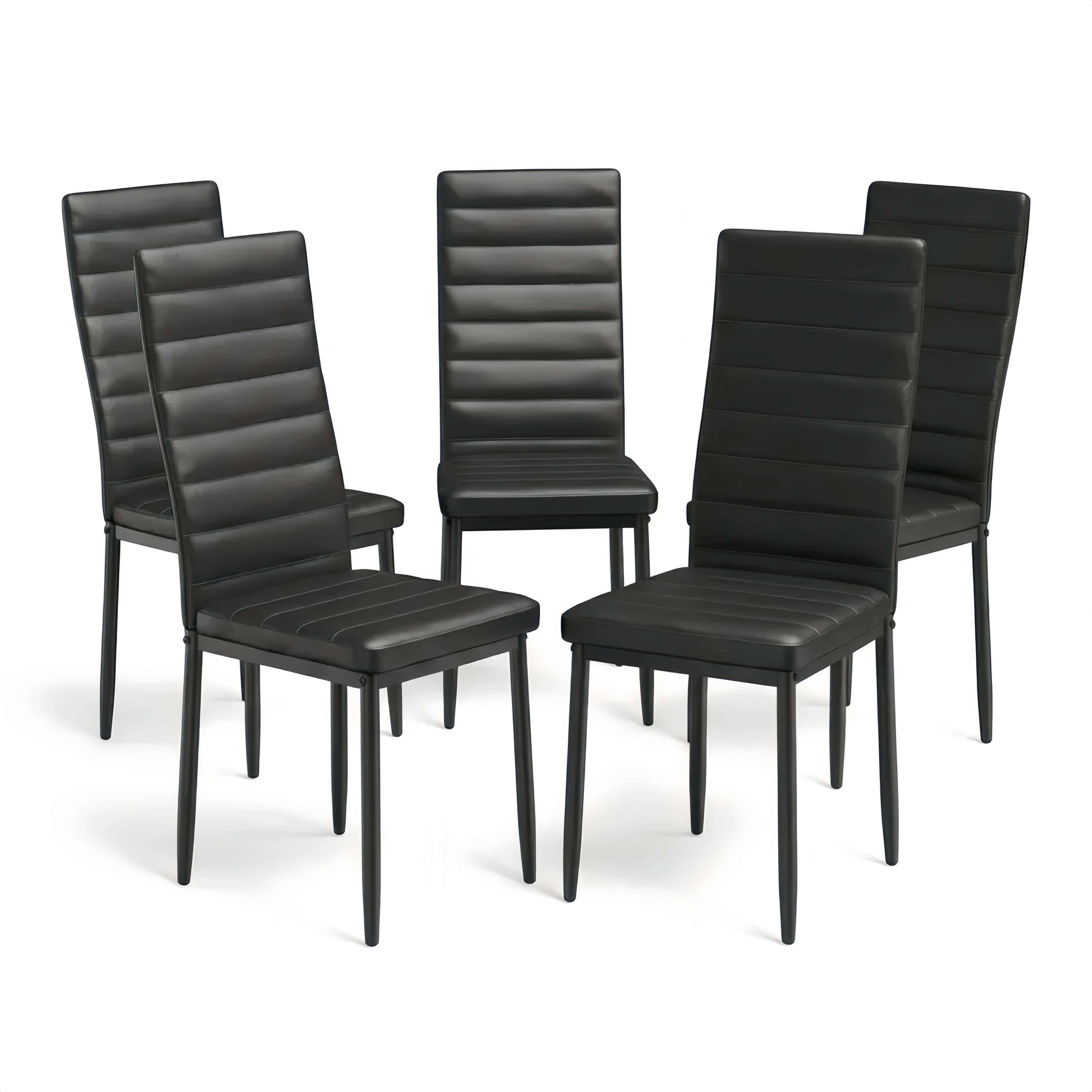 Moderne Kunstleder Esszimmerstühle mit Hoher Rückenlehne, 4er-Set