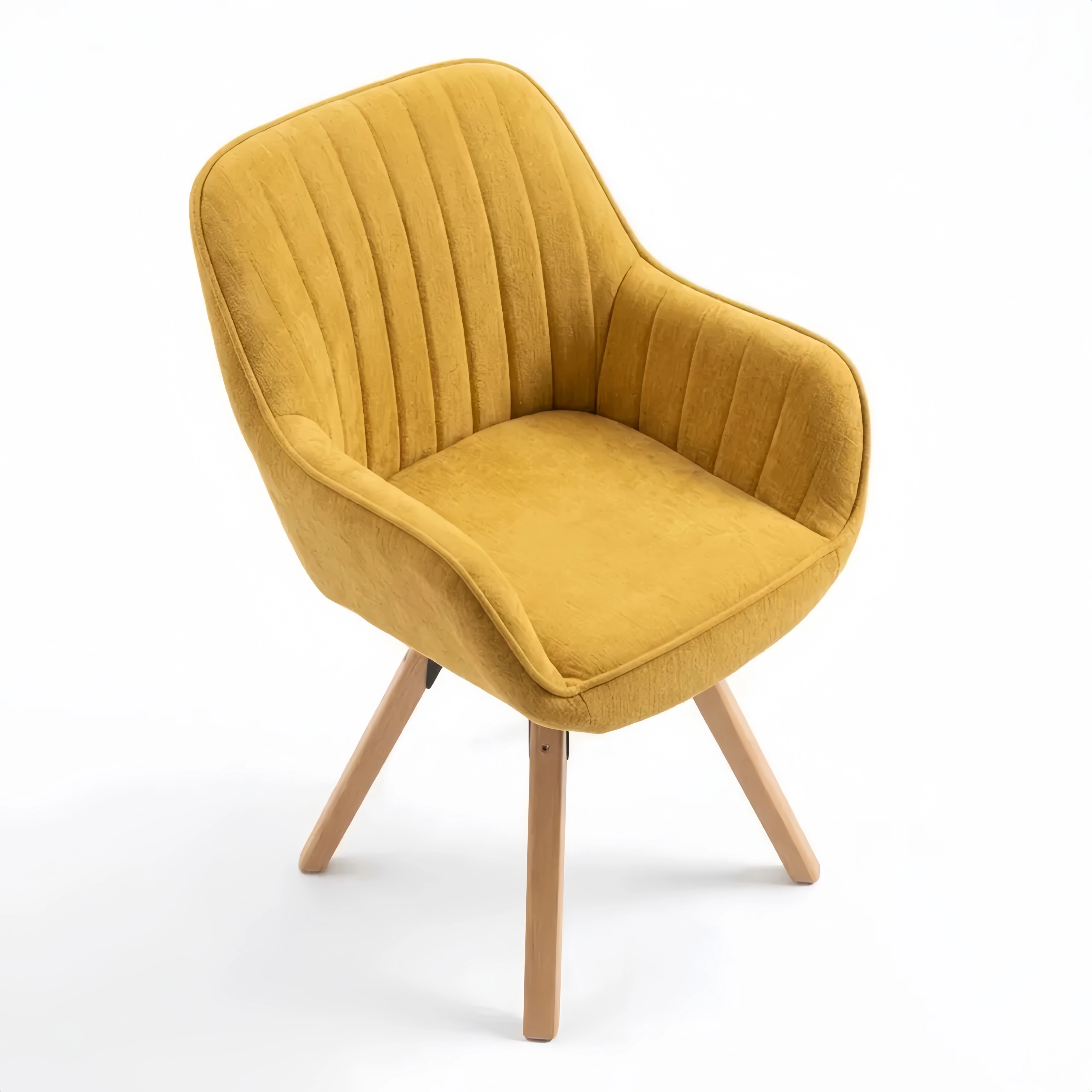 Drehbare Esszimmerstühle im skandinavischen Design mit Rückenlehne und bequemer Sitzfläche, Gelb