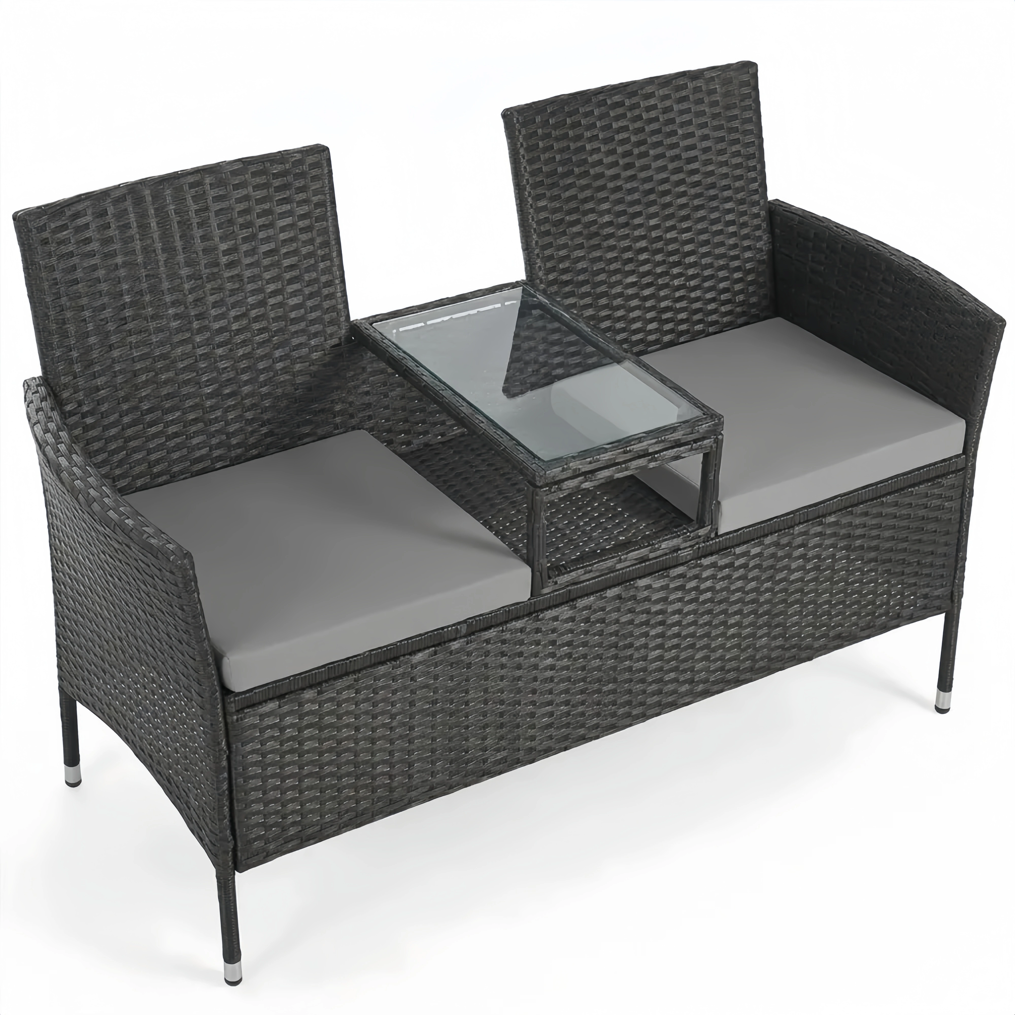 Haltbare Gartenbank aus Polyrattan in Schwarz