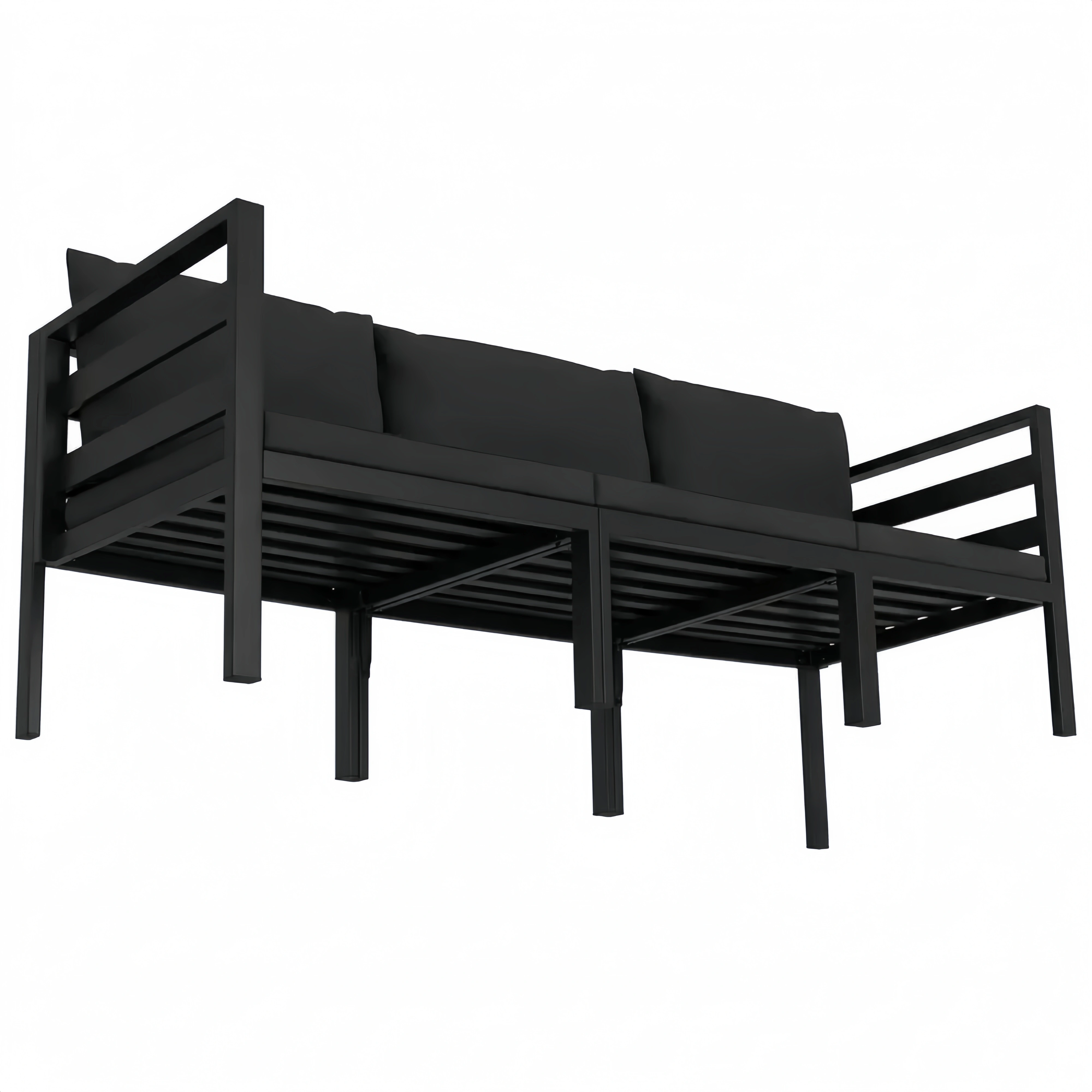 Gartensofa Set aus Aluminium in Anthrazit für Balkon