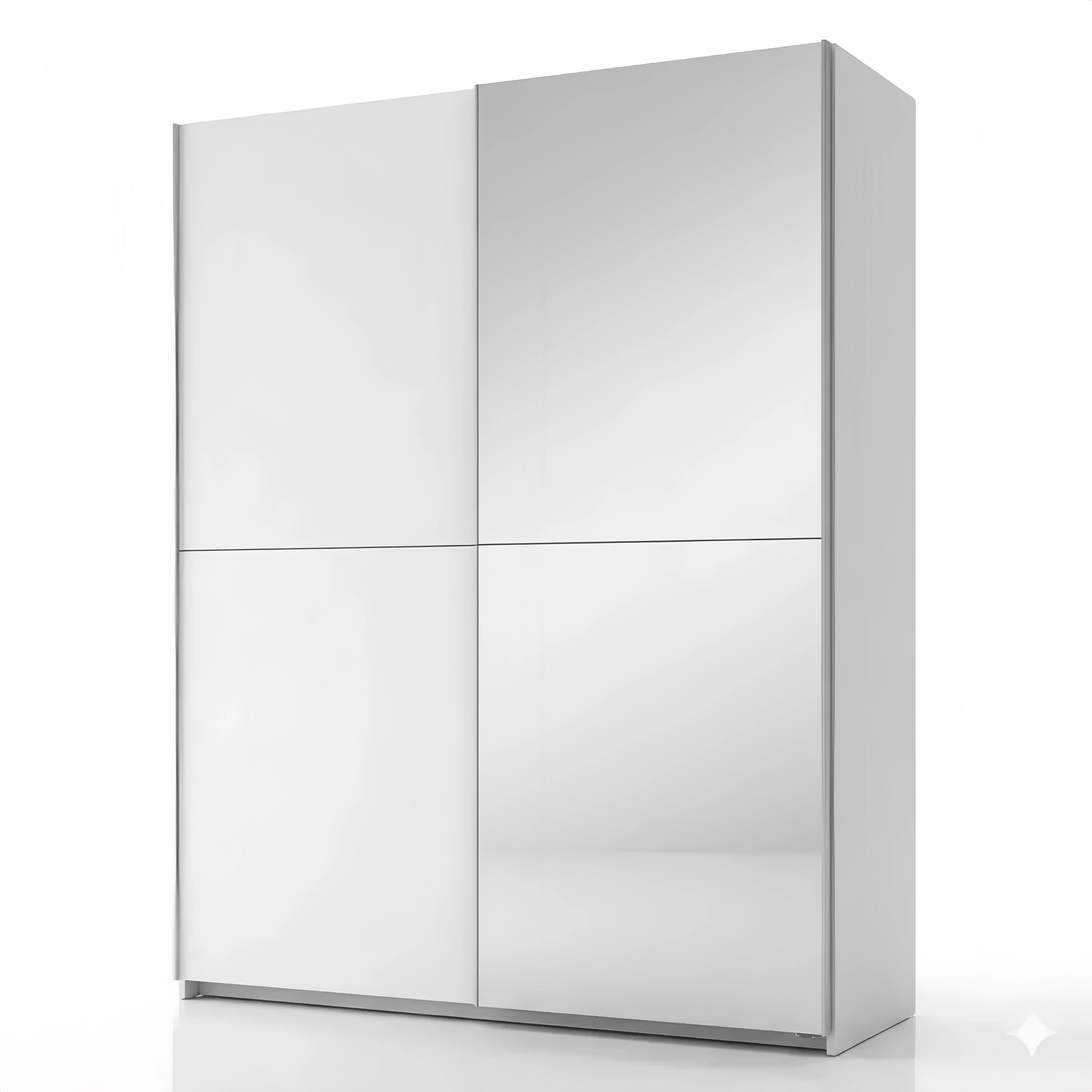 Eleganter Schwebetürenschrank mit Spiegel und Stauraum, weiß 125x195x38 cm